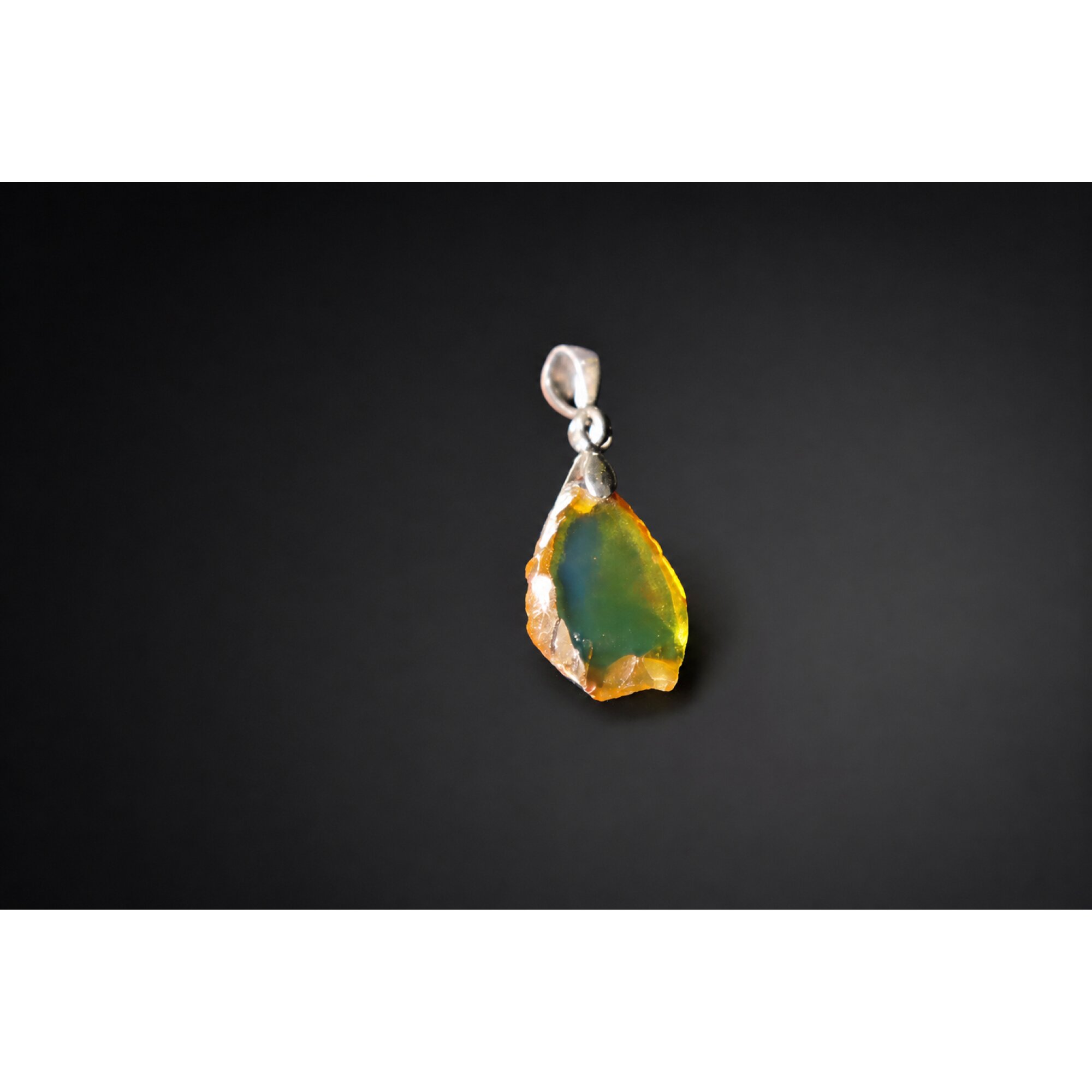 Clear green blue Natural Dominican Amber slice 925 Sterling Silver Pendant 32 mm – photo 6