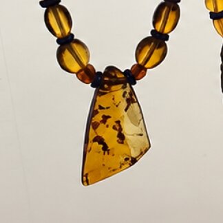 Clear orange blue Natural Dominican Amber nugget 925 Sterling Necklace 495 mm – photo 7