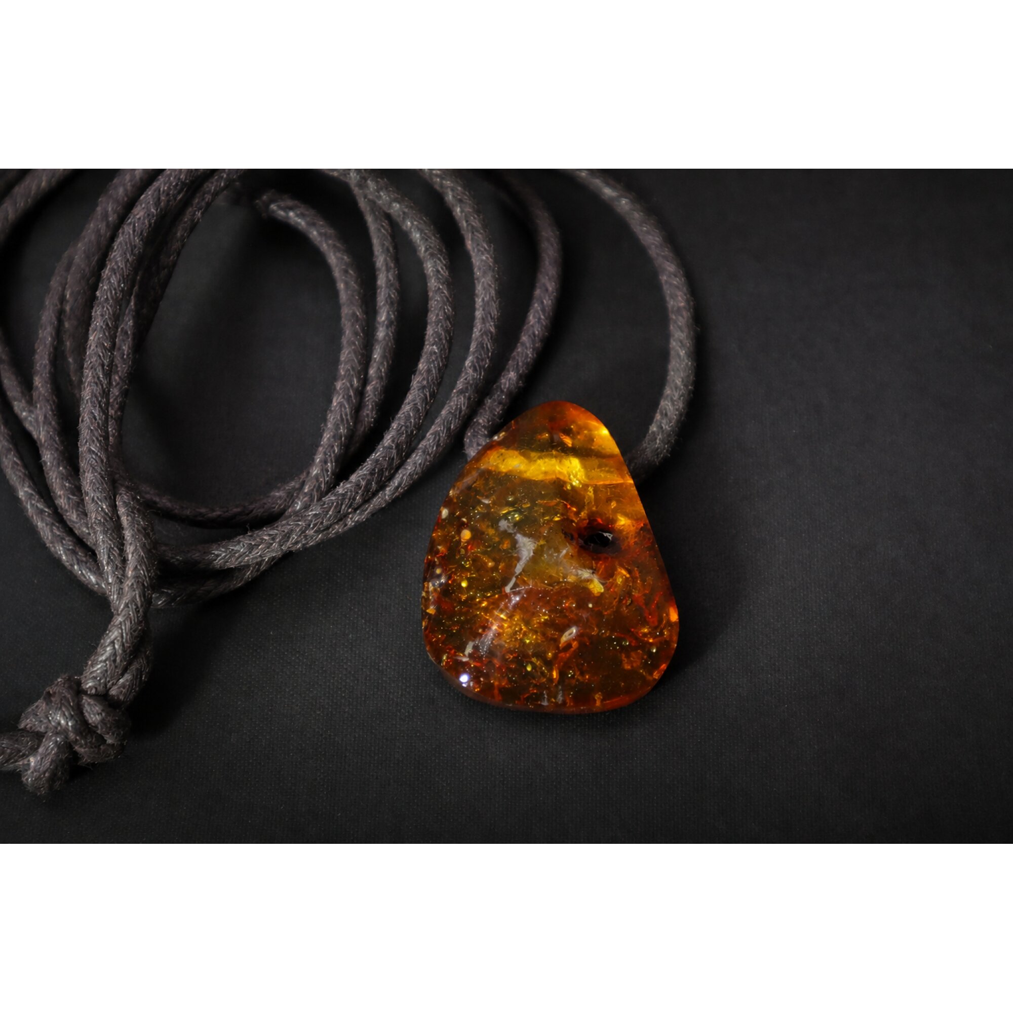 Clear orange brown Natural Dominican Amber faceted 925 Sterling Necklace 600 mm – photo 3