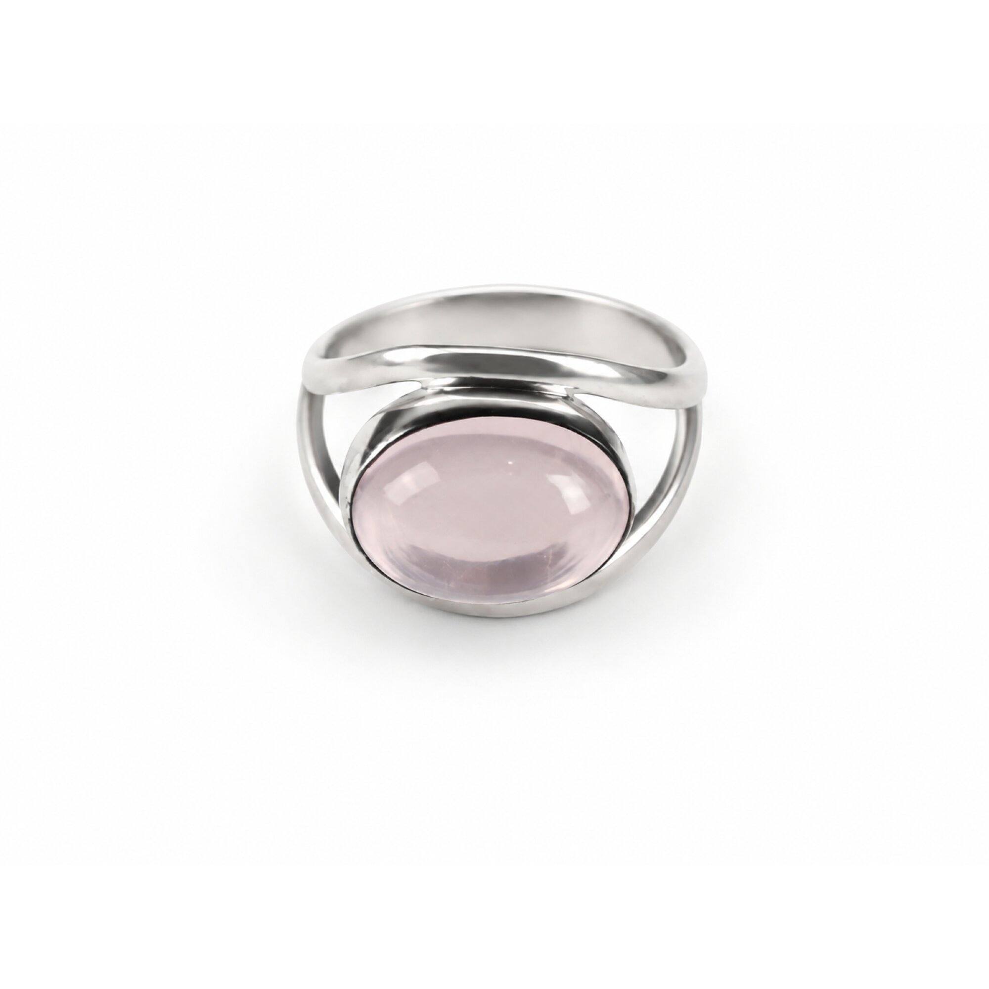 Clear pink Natural Rose Quartz rectangular 925 Sterling Silver Ring Size 9.00 – photo 2