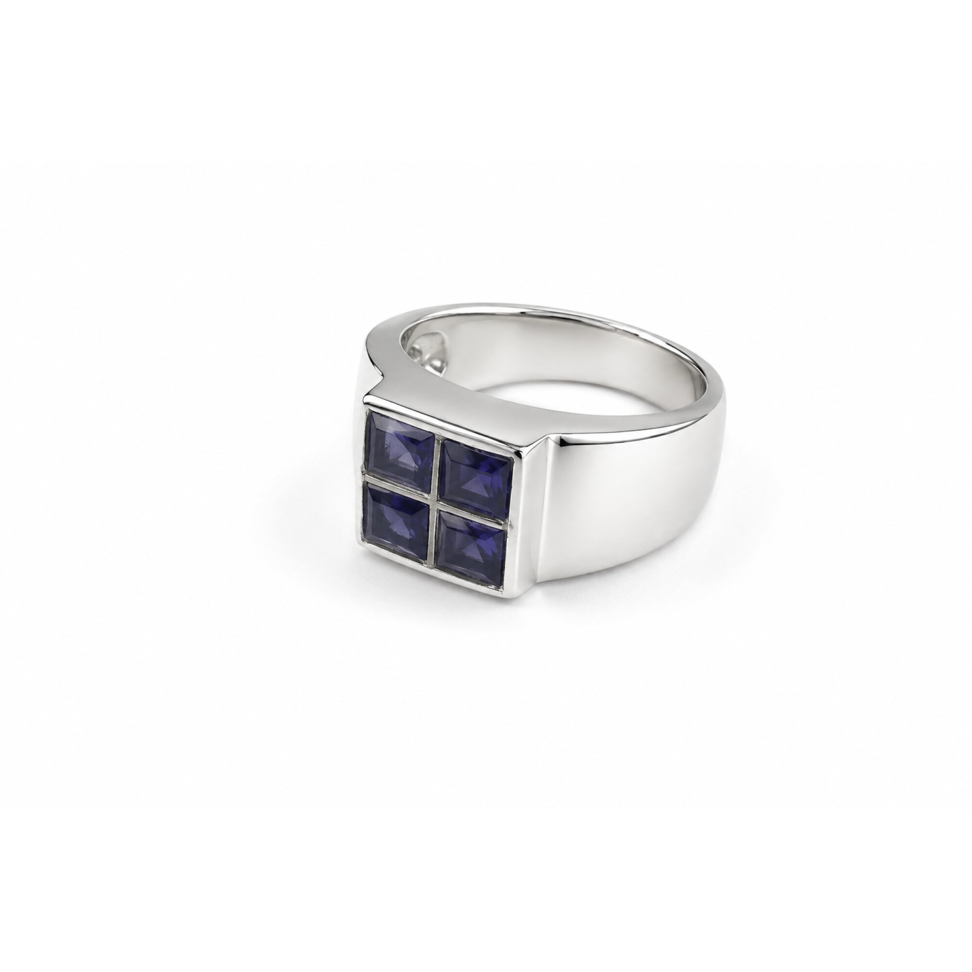 Clear purple Natural Amethyst rectangular 925 Sterling Silver Ring Size 7.75 – photo 3