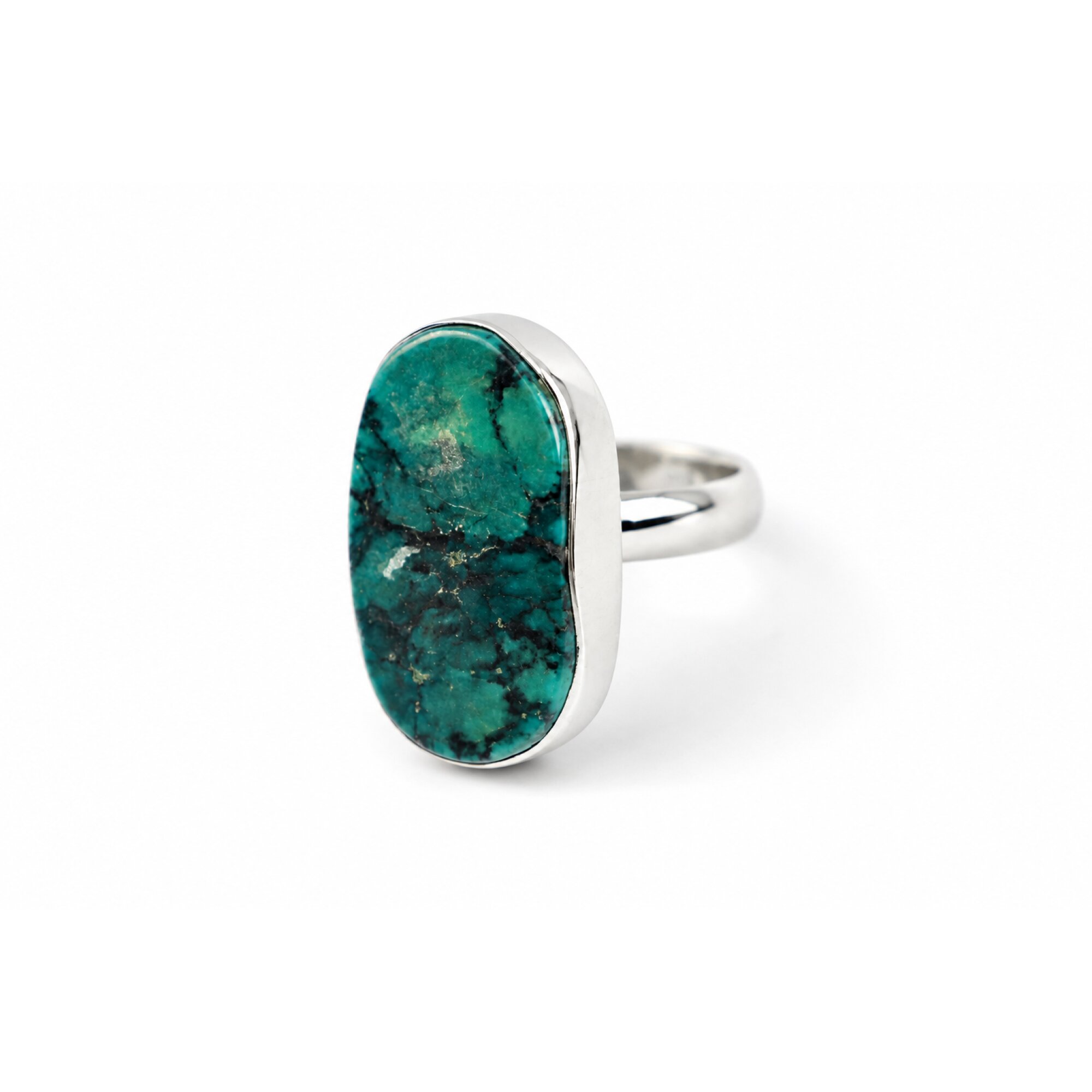 Opaque deep green Turquoise oval 925 Sterling Silver Ring Size 9.00 – photo 6
