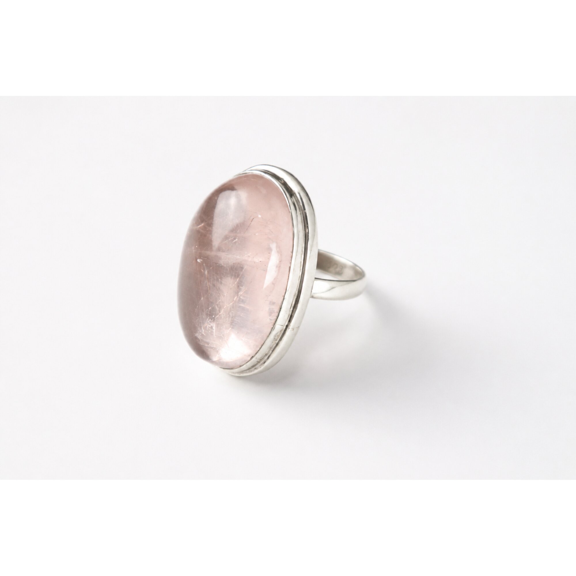 Clear Pink Natural Rose Quartz. oval 925 Sterling Silver Ring Size 7.00 – photo 2