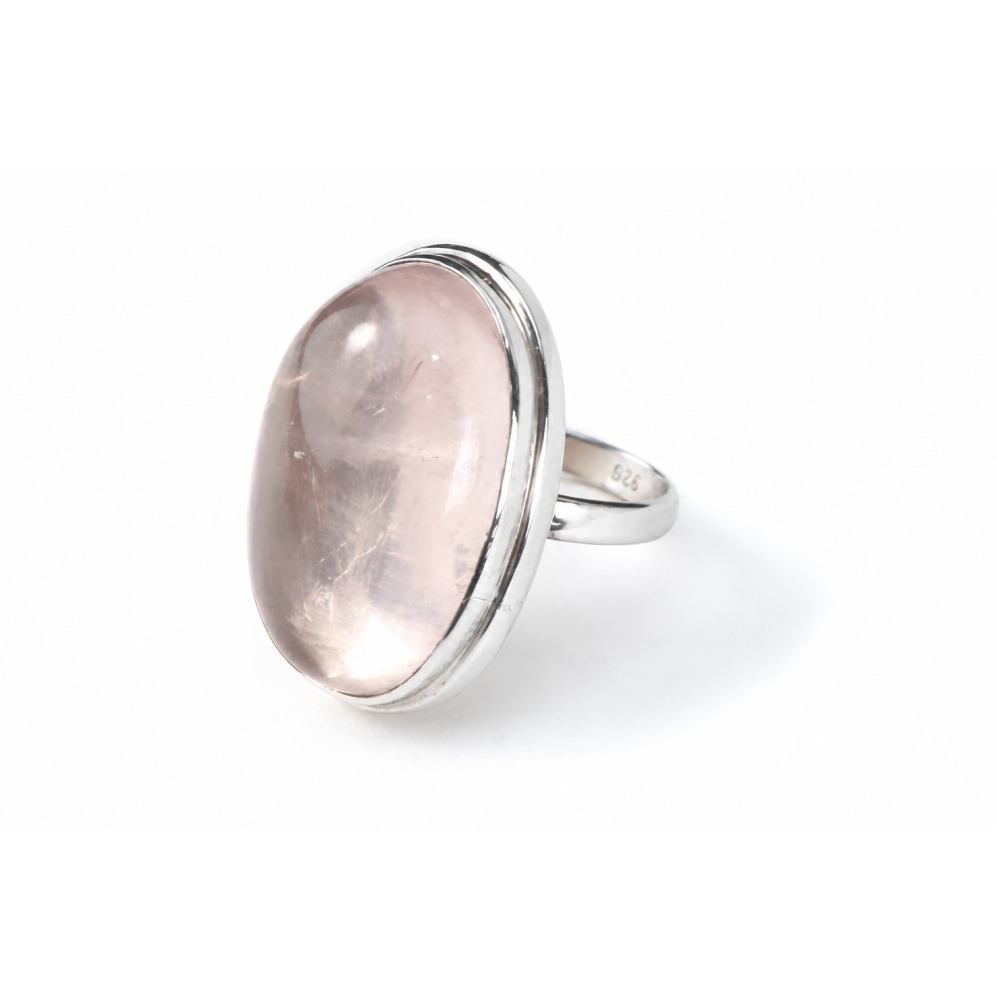 Clear Pink Natural Rose Quartz. oval 925 Sterling Silver Ring Size 7.00 – photo 9