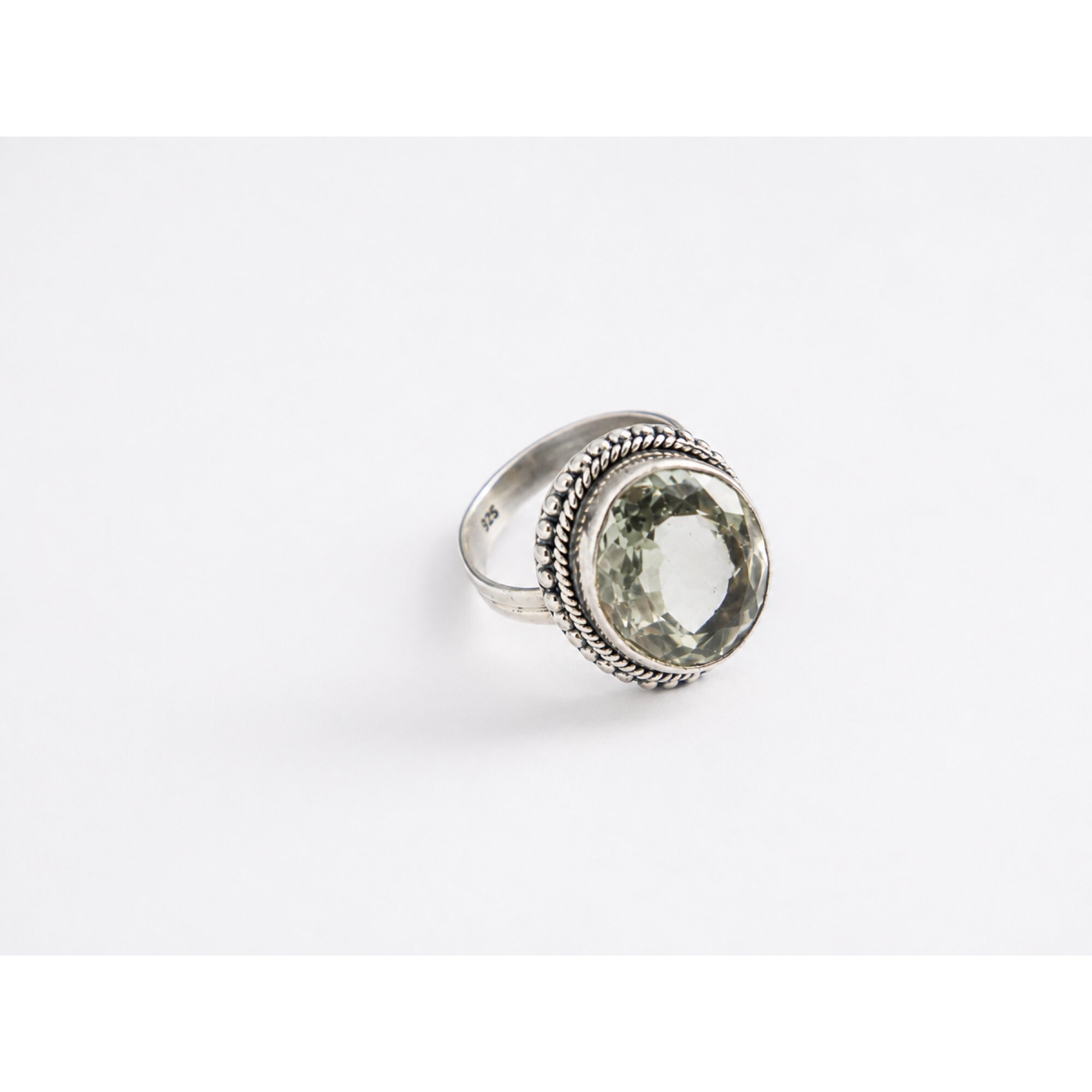 Clear green Natural Amethyst Prasiolite oval 925 Sterling Silver Ring Size 5.00 – photo 5