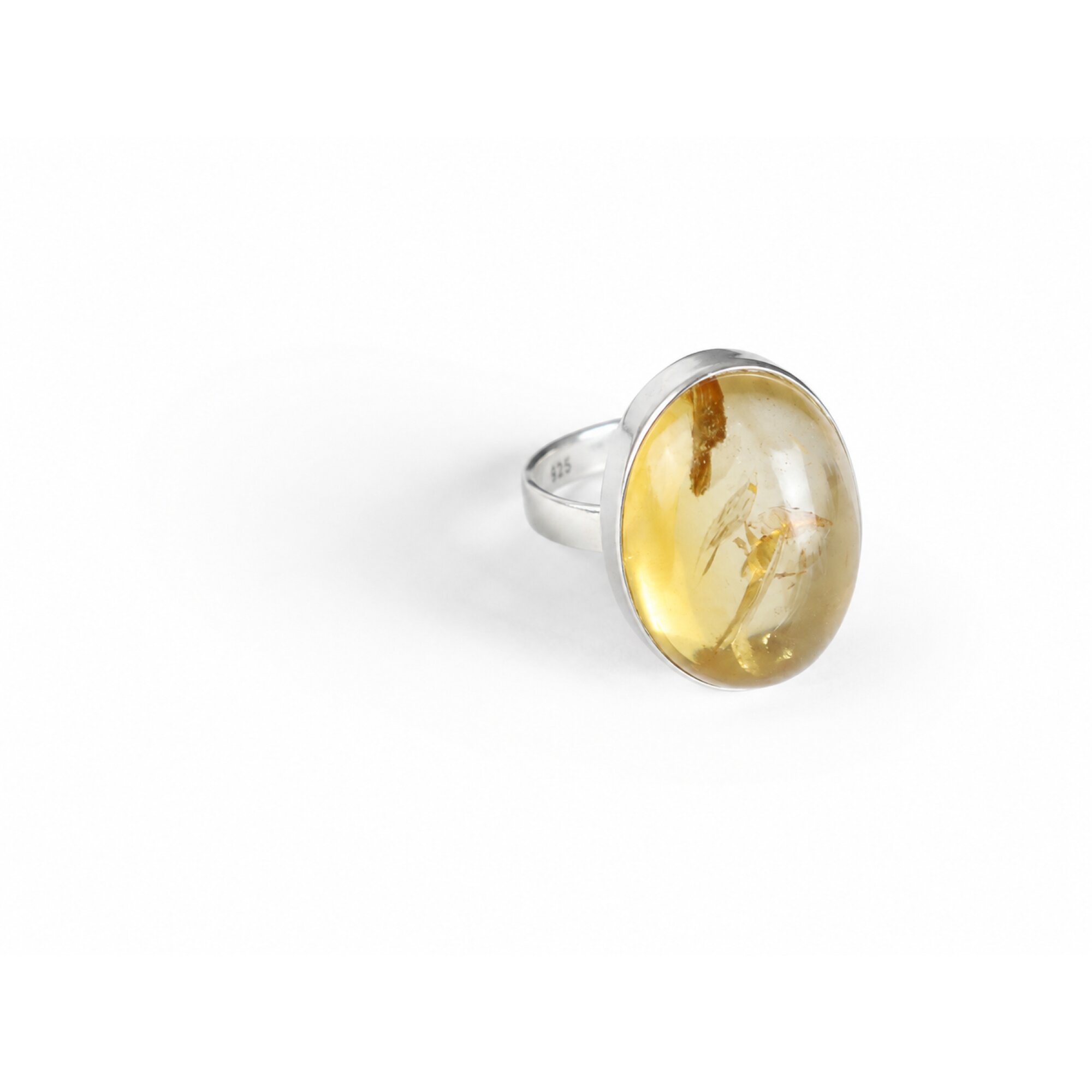 Clear golden Natural Rutilated Quartz oval 925 Sterling Silver Ring Size 6.75 – photo 3