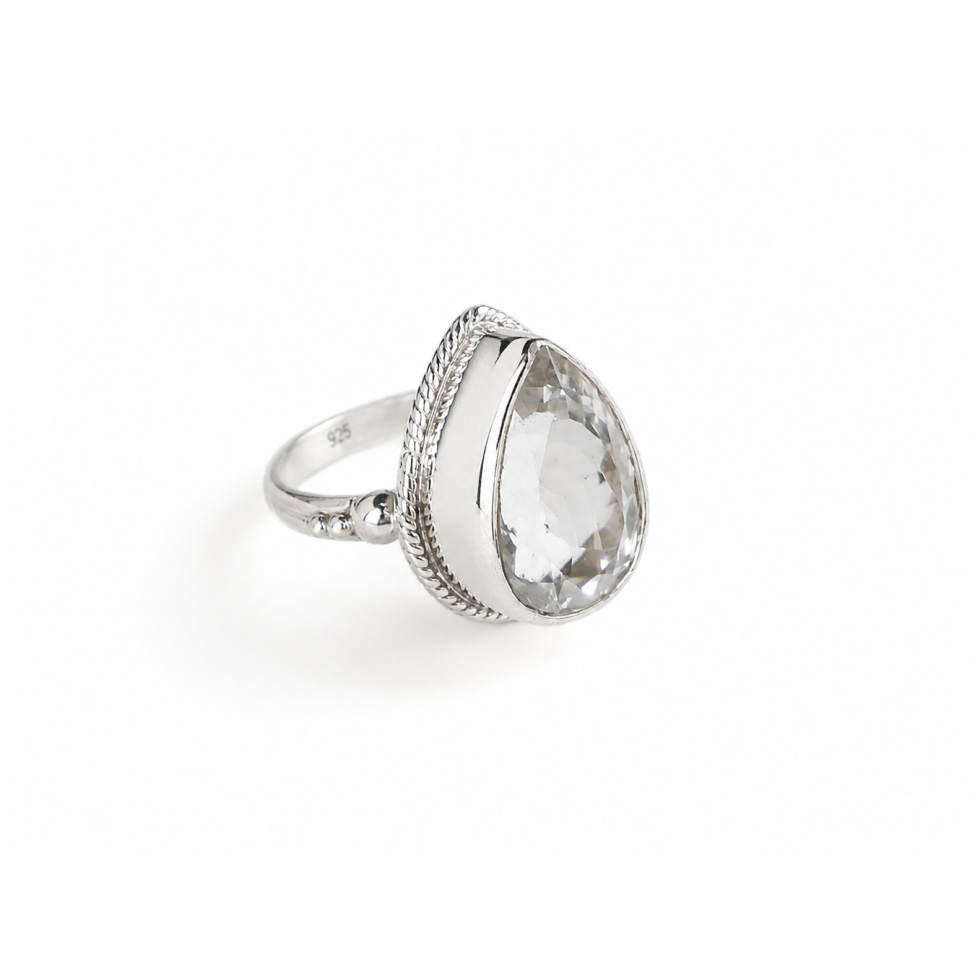 Clear white Topaz teardrop 925 Sterling Silver Ring Size 7.50 – photo 4