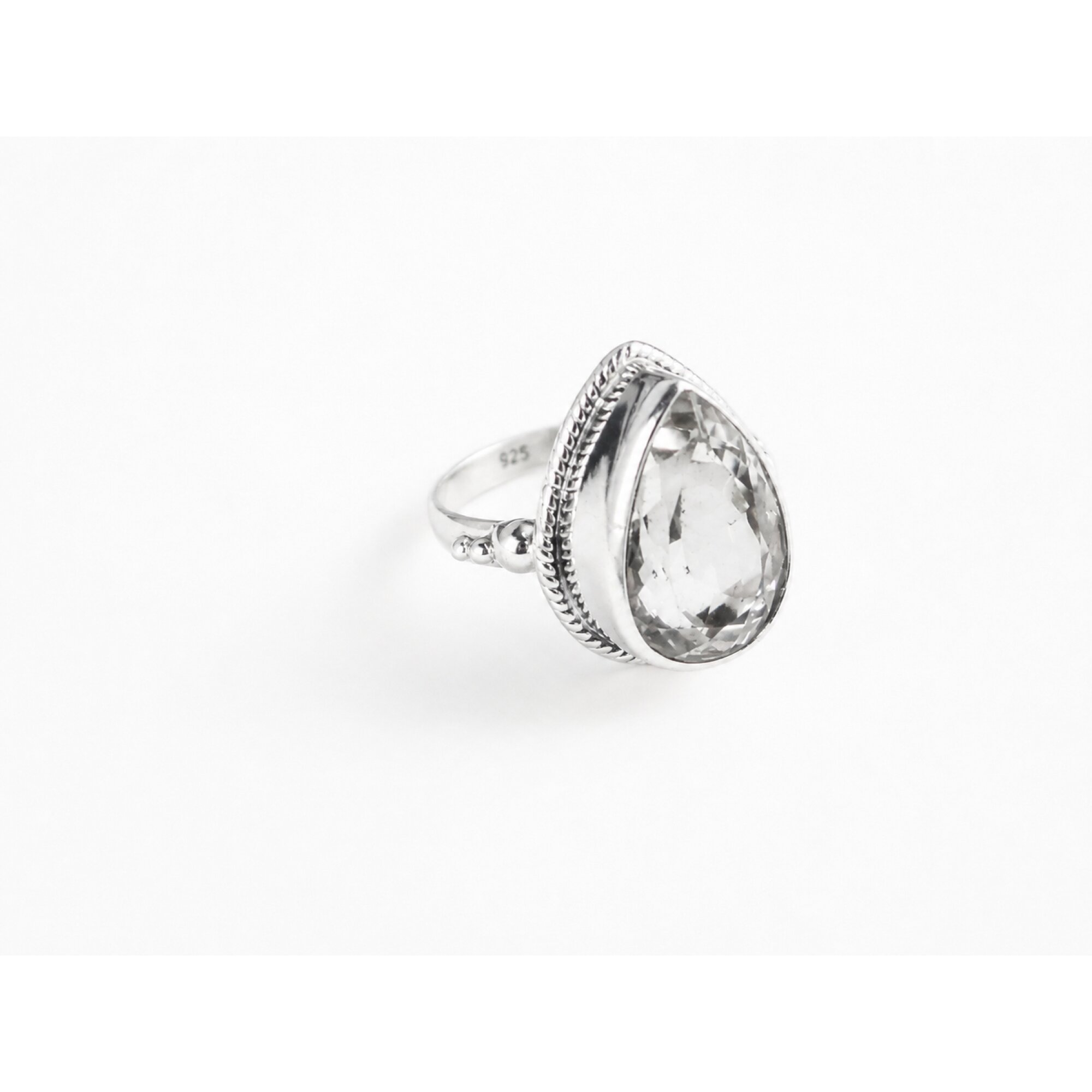 Clear white Topaz teardrop 925 Sterling Silver Ring Size 7.50 – photo 5