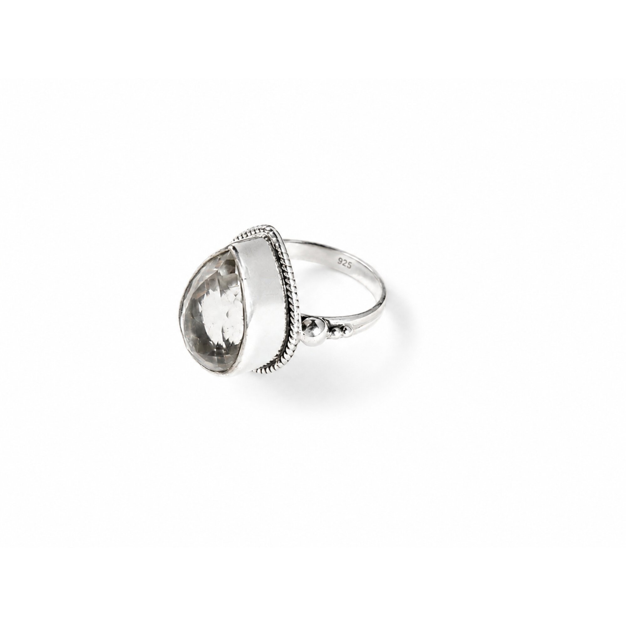 Clear white Topaz teardrop 925 Sterling Silver Ring Size 7.50 – photo 6