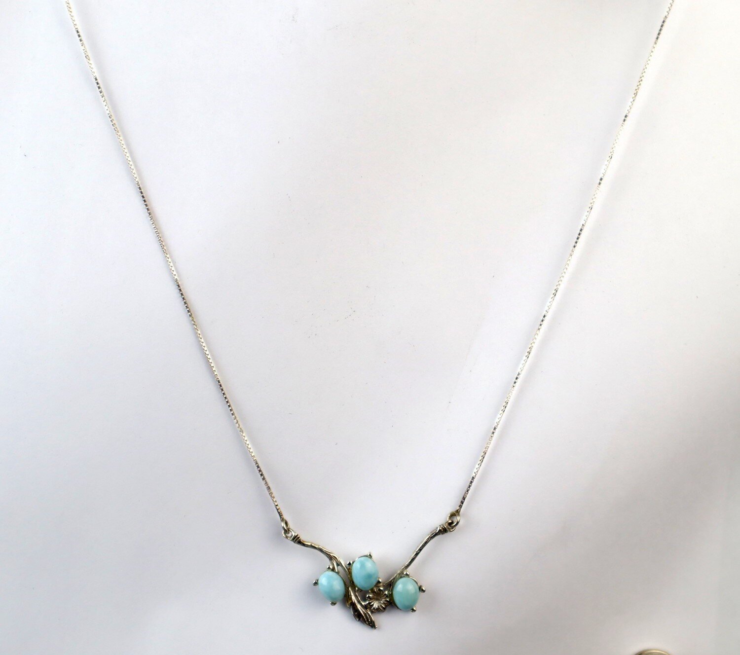 Natural Sky Blue Larimar .925 Sterling Silver Pendant Chain Necklace 20 inch – photo 7