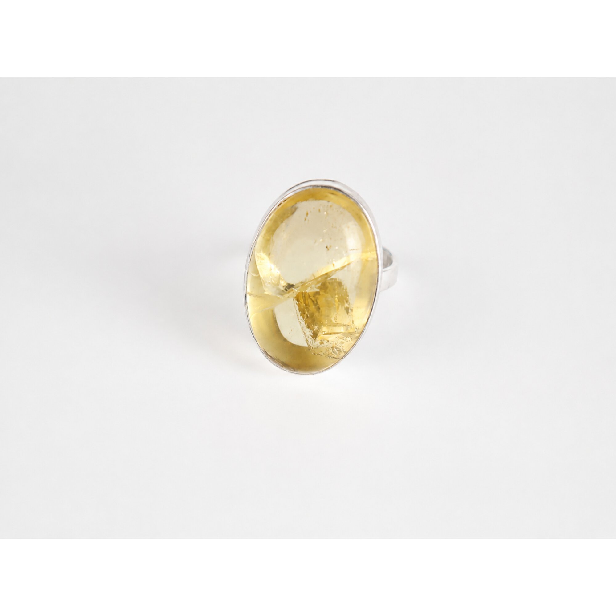 Clear yellow Natural Citrine oval 925 Sterling Silver Ring Size 7.25 – photo 3