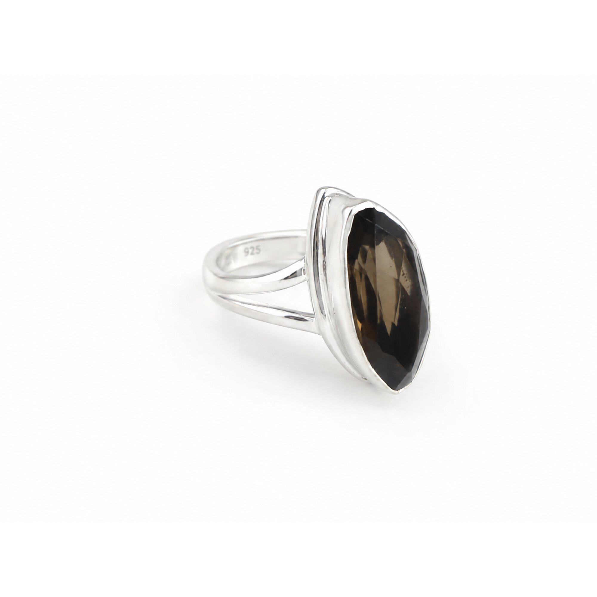 Clear brown Natural smokey quartz freeform 925 Sterling Silver Ring Size 6.50 – photo 4