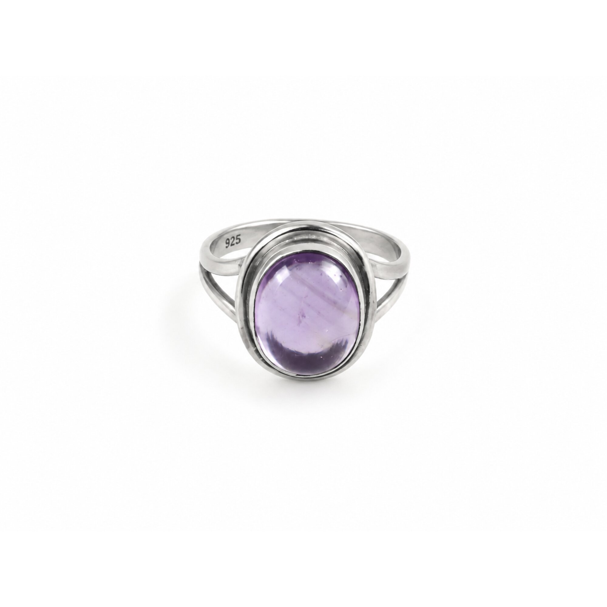 Clear purple Natural amethyst oval 925 Sterling Silver Ring Size 7.00 – photo 2