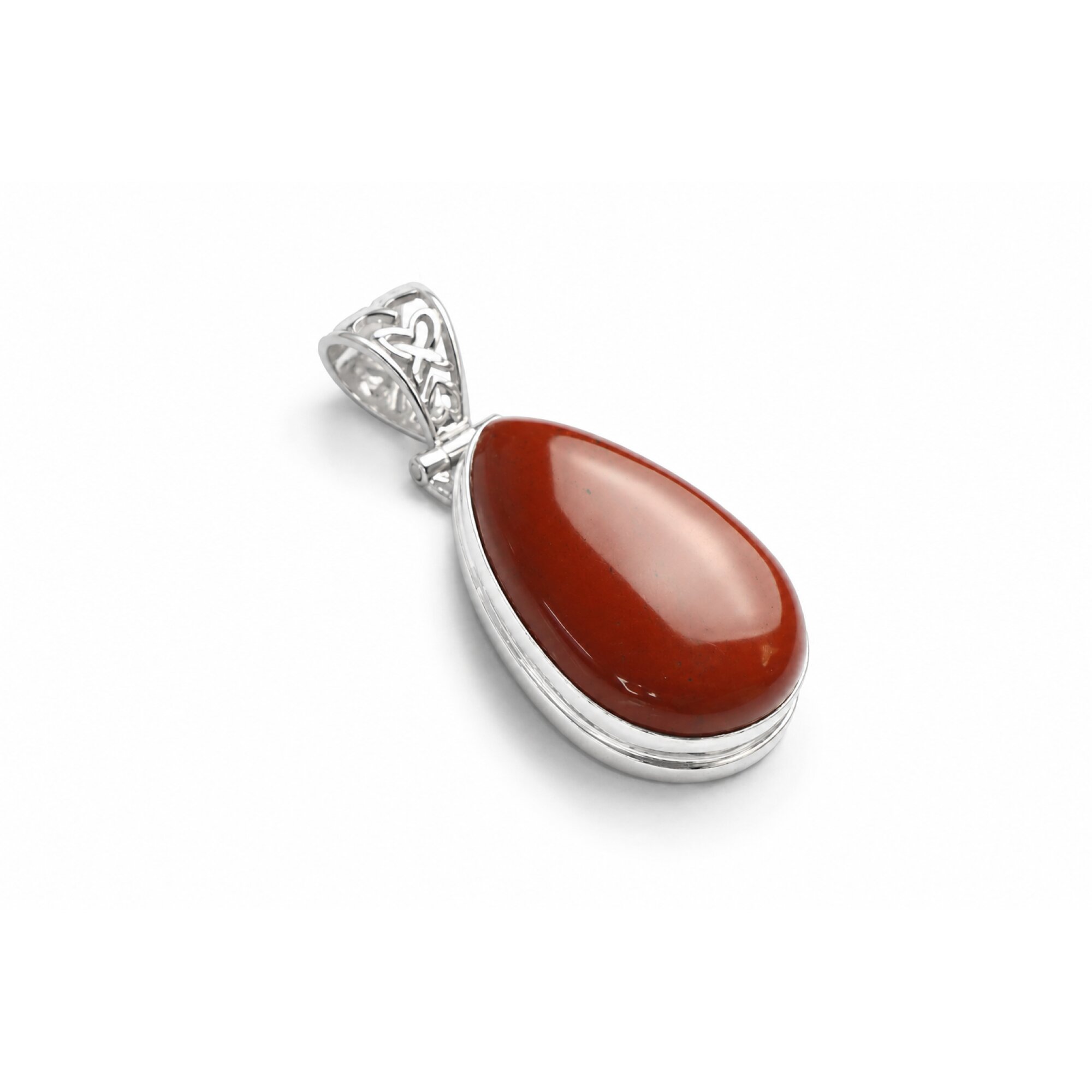 red Carnelian teardrop 925 Sterling Silver Pendant 49 mm – photo 2