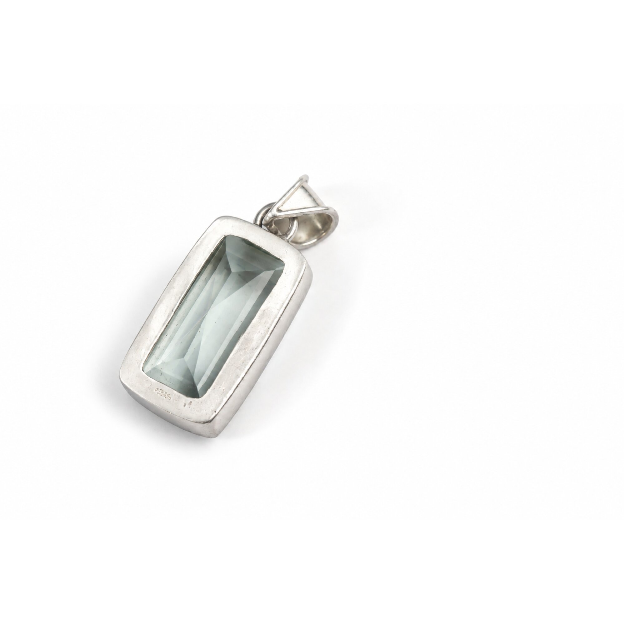 Green Natural Amethyst rectangular octagon cut 925 Sterling Silver Pendant 45 mm – photo 6