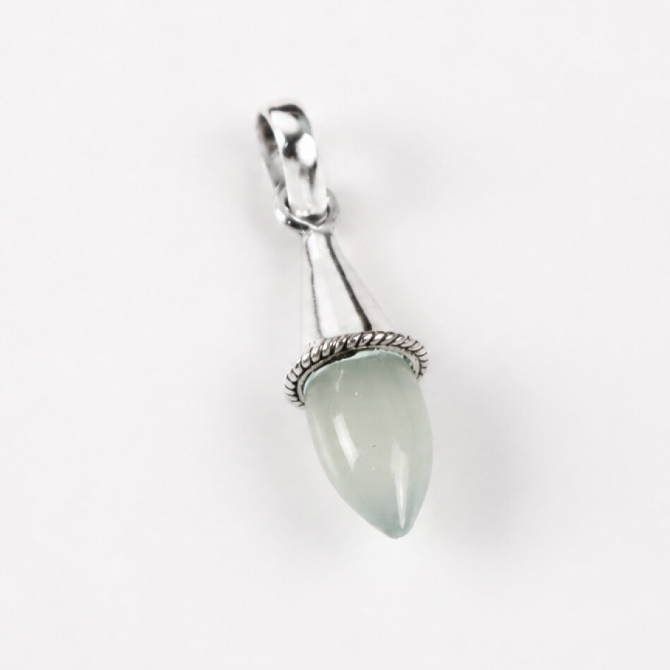 Clear light blue green Natural Aquamarine teardrop 925 Sterling Pendant 40 mm