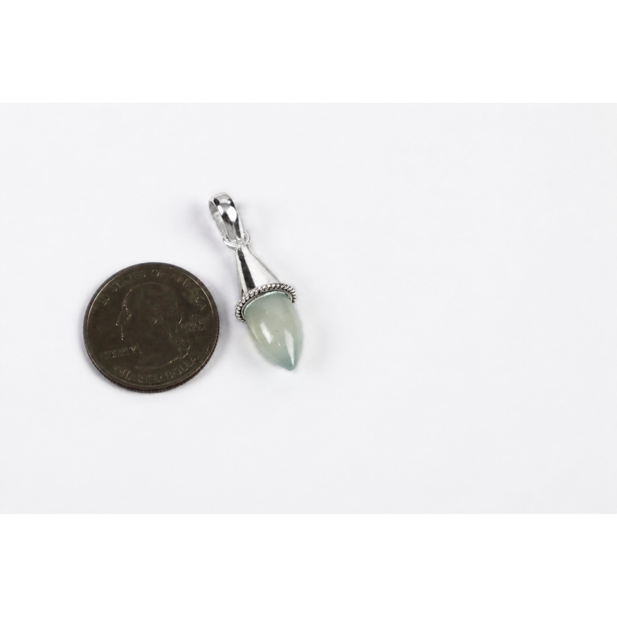 Clear light blue green Natural Aquamarine teardrop 925 Sterling Pendant 40 mm – photo 2