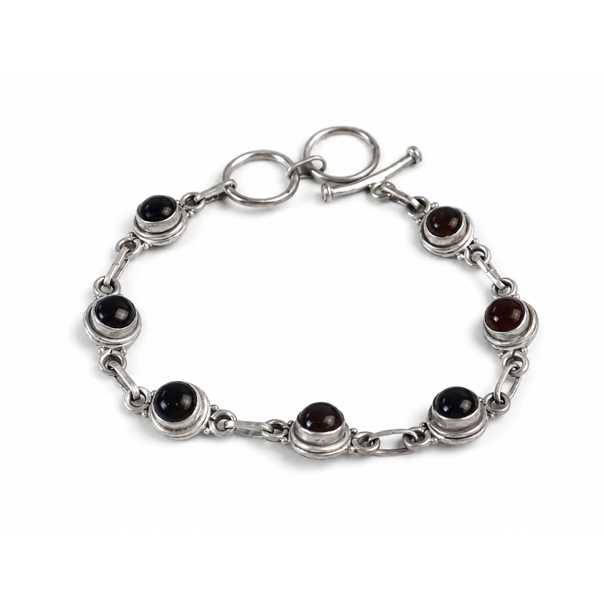 Clear red garnet round 925 Sterling Silver Bracelet 175 mm – photo 4