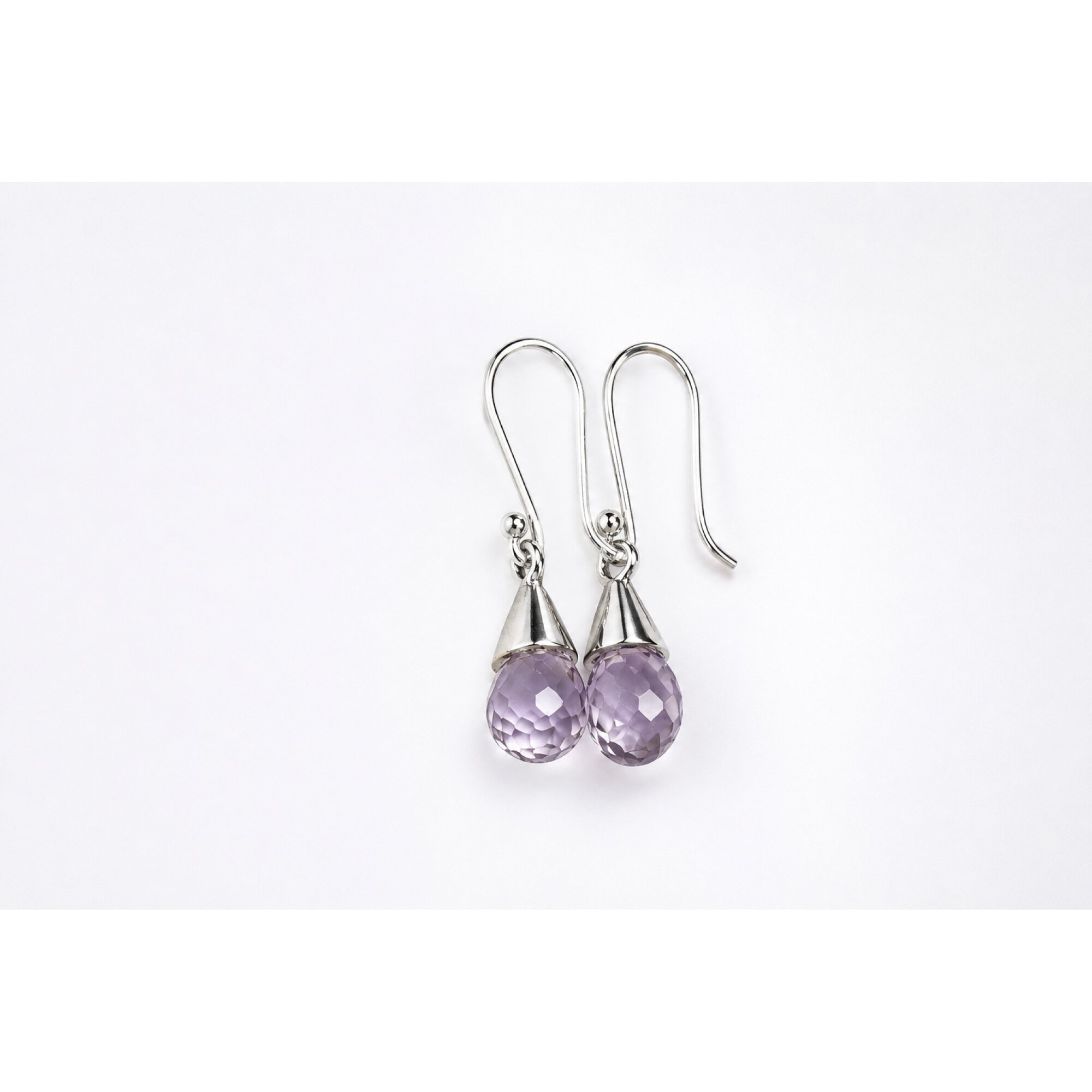 Clear purple Natural amethyst pear 925 Sterling Silver Earrings 35 mm – photo 4