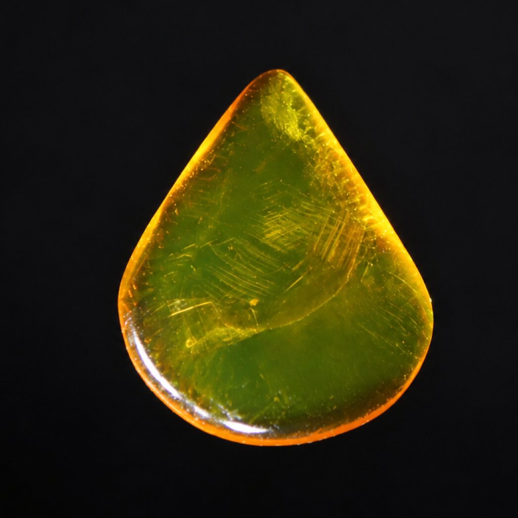 Clear green yellow Natural Dominican Amber teardrop Polished Stone 24 mm