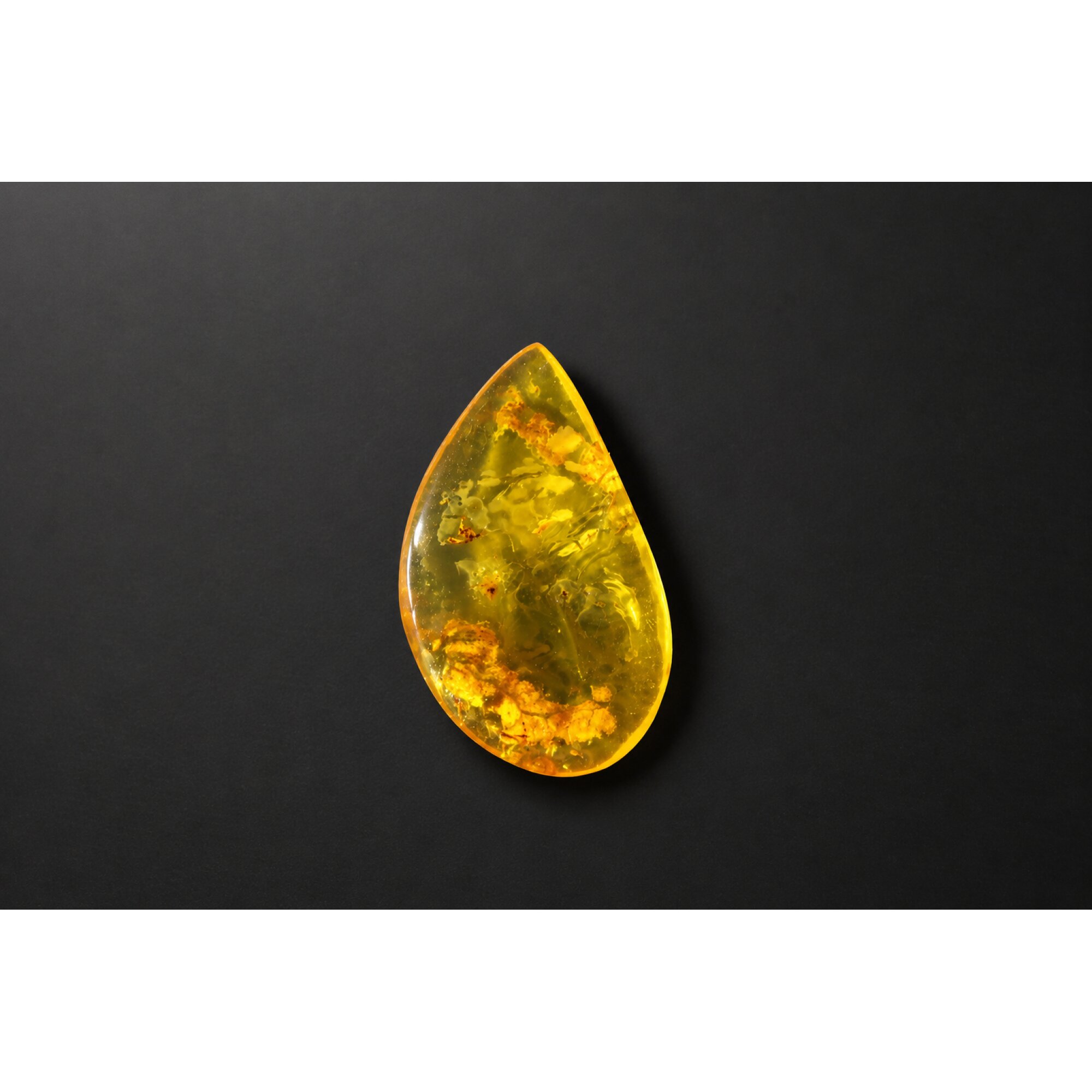 Clear yellow orange Natural Dominican Amber teardrop Polished Stone 28 mm – photo 3