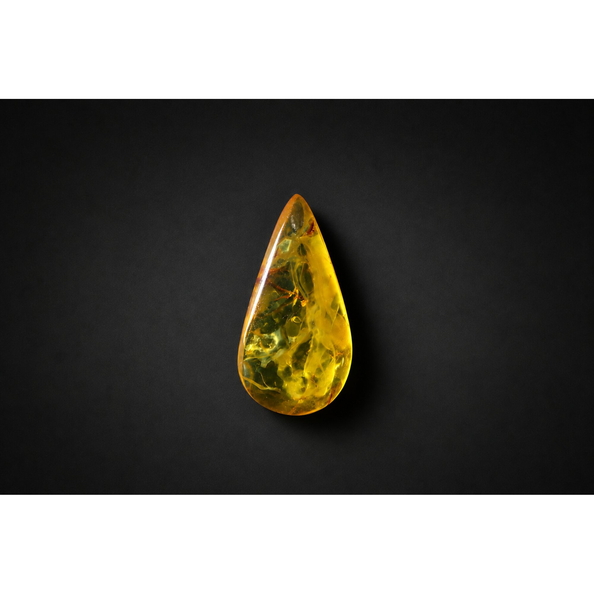 Clear yellow orange Natural Dominican Amber teardrop Polished Stone 27 mm – photo 4