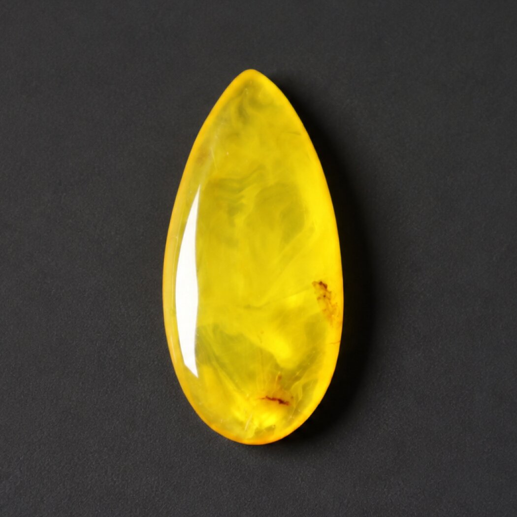 Clear eggyolk yellow Natural Dominican Amber teardrop Polished Stone 27 mm