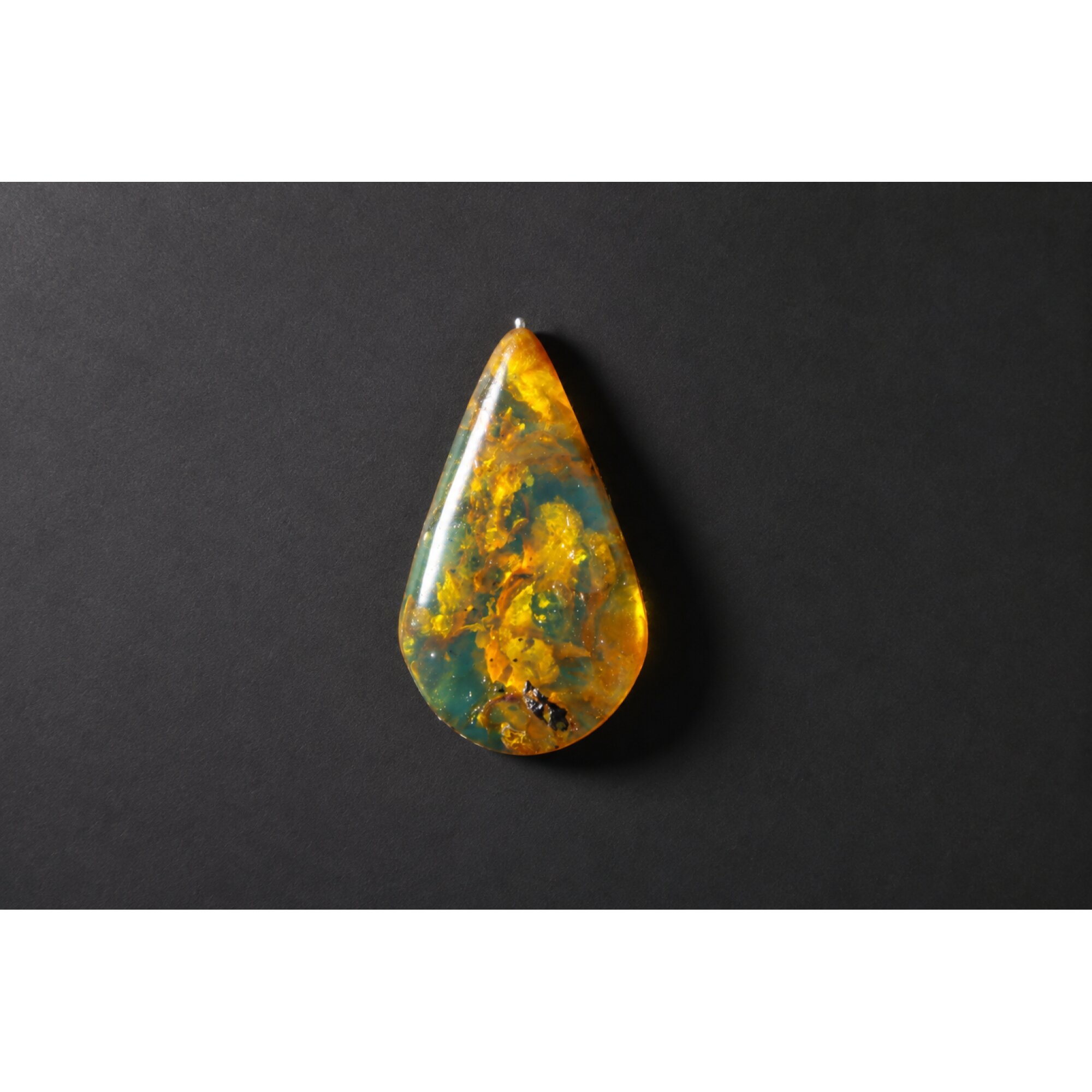 Clear green blue Natural Dominican Amber teardrop Polished Stone 26 mm – photo 5