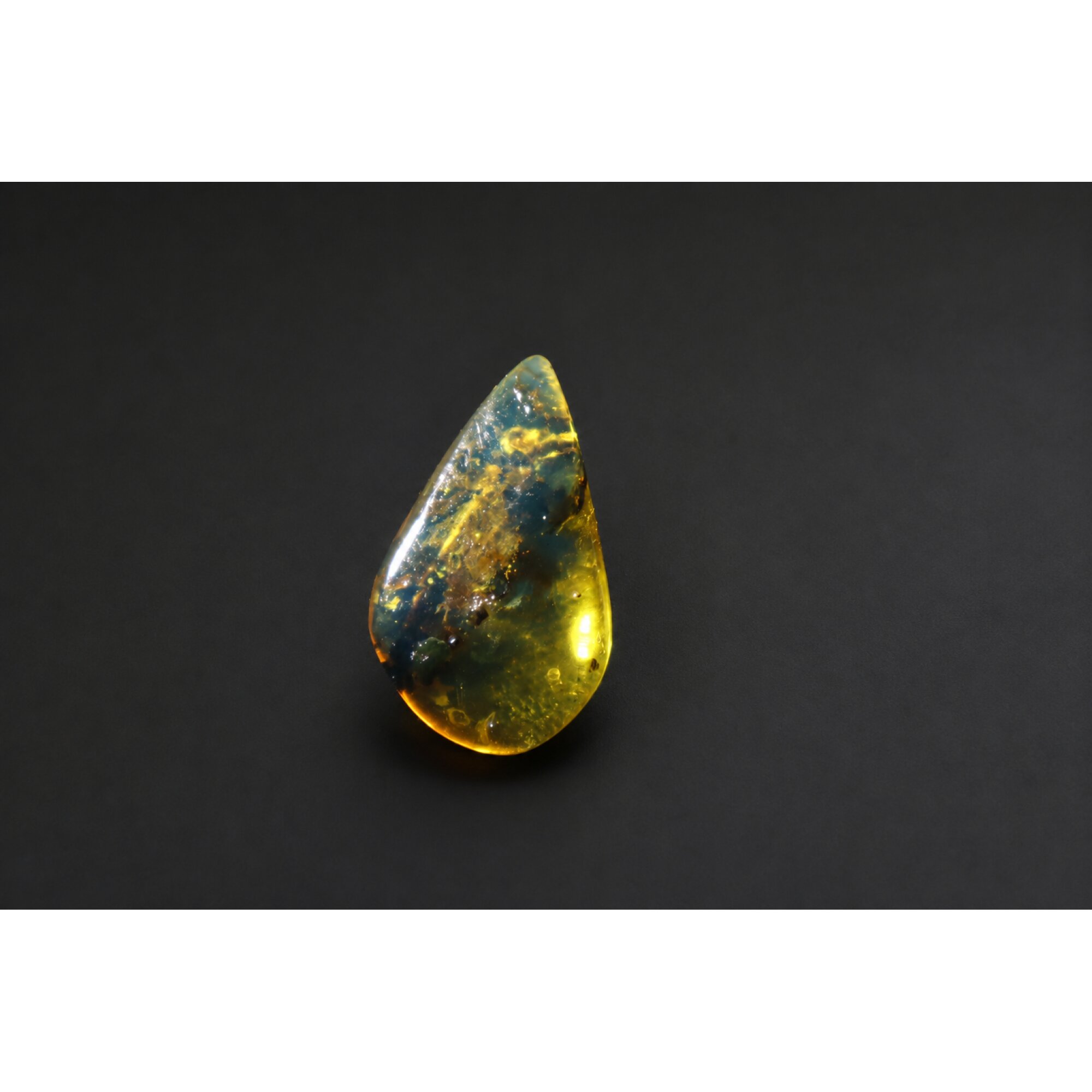 Clear green blue Natural Dominican Amber teardrop Polished Stone 26 mm – photo 4