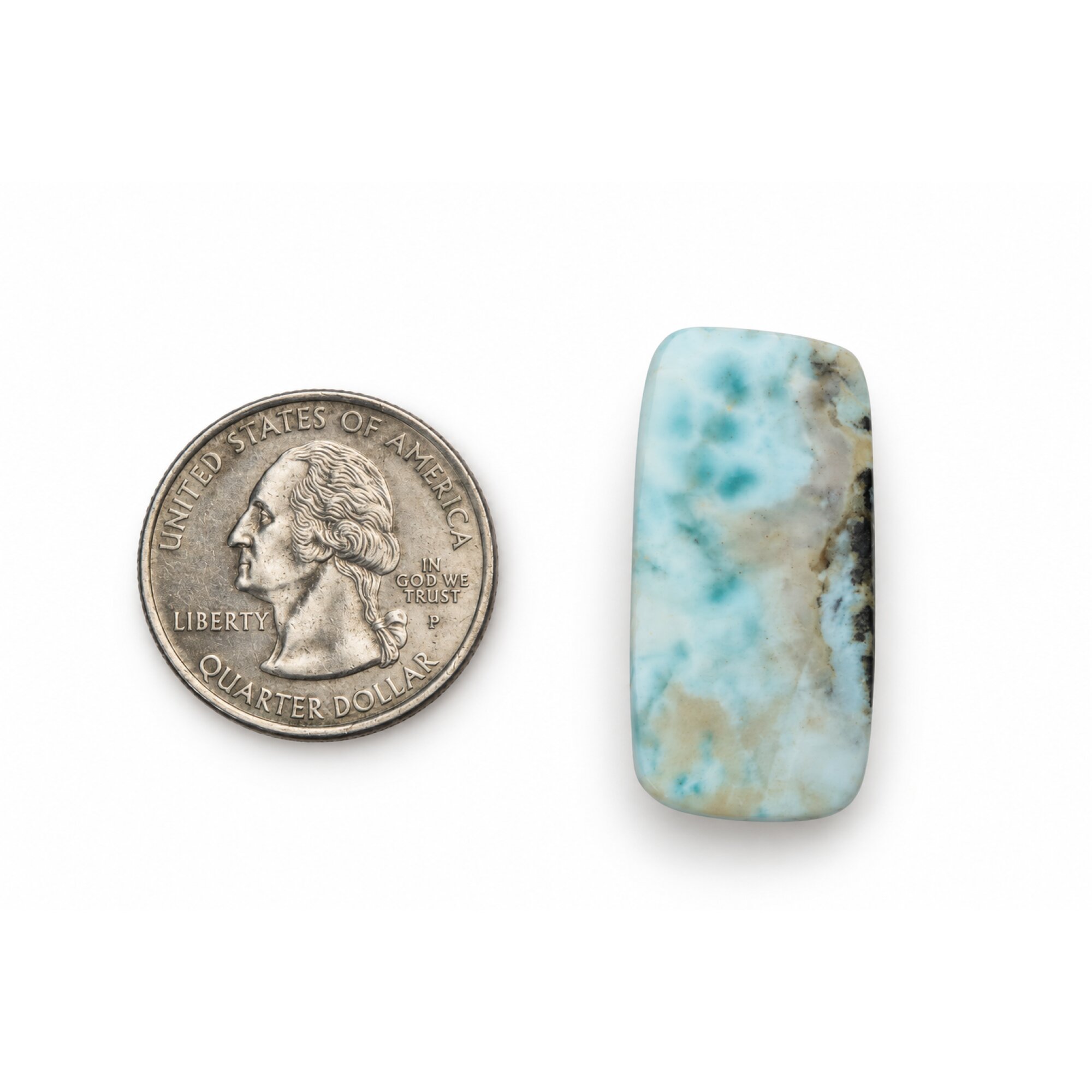 Genuine Light Blue Larimar Rectangle Stone 36mm – photo 2