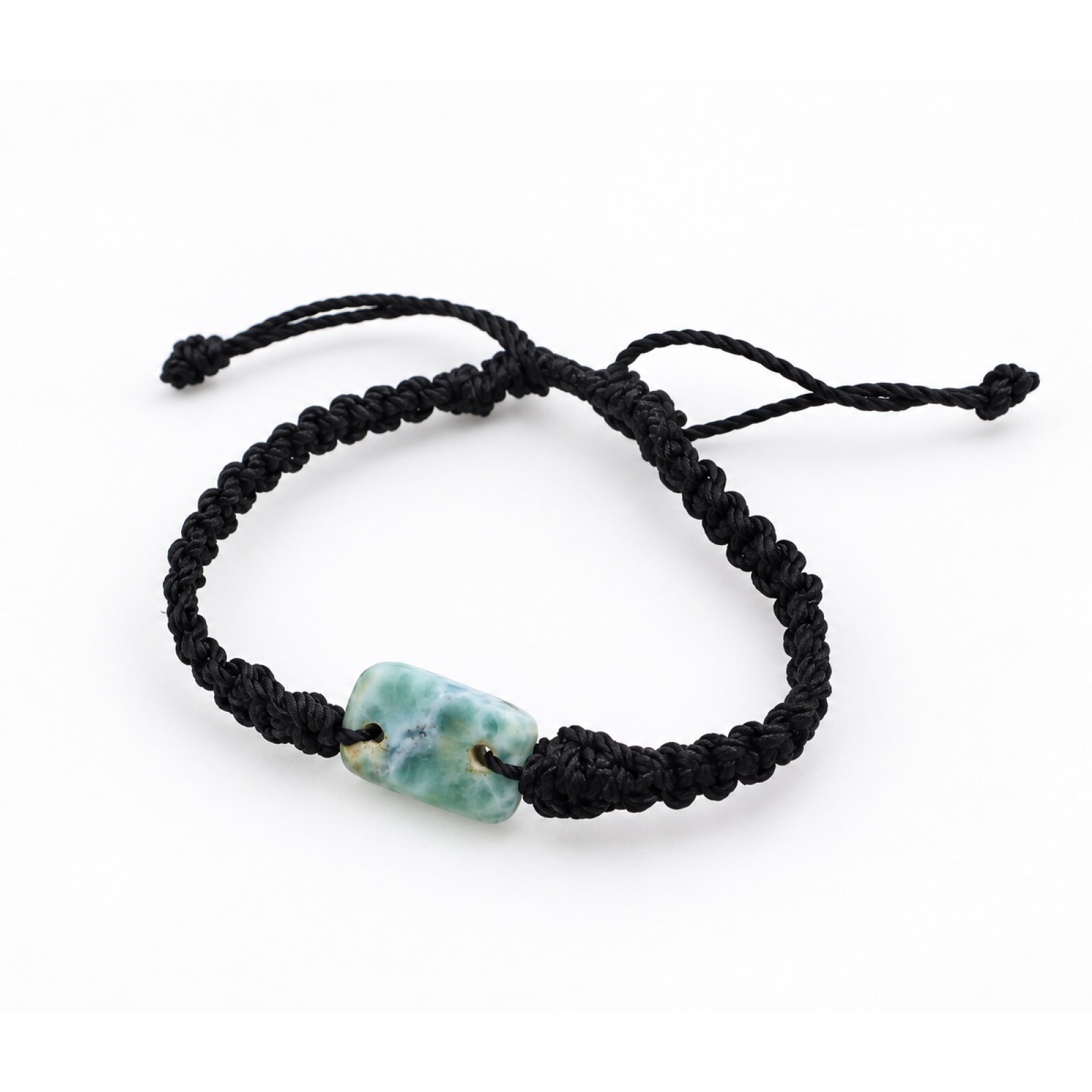 Artisan crafted sea blue Dominican Larimar macrame bracelet 18mm