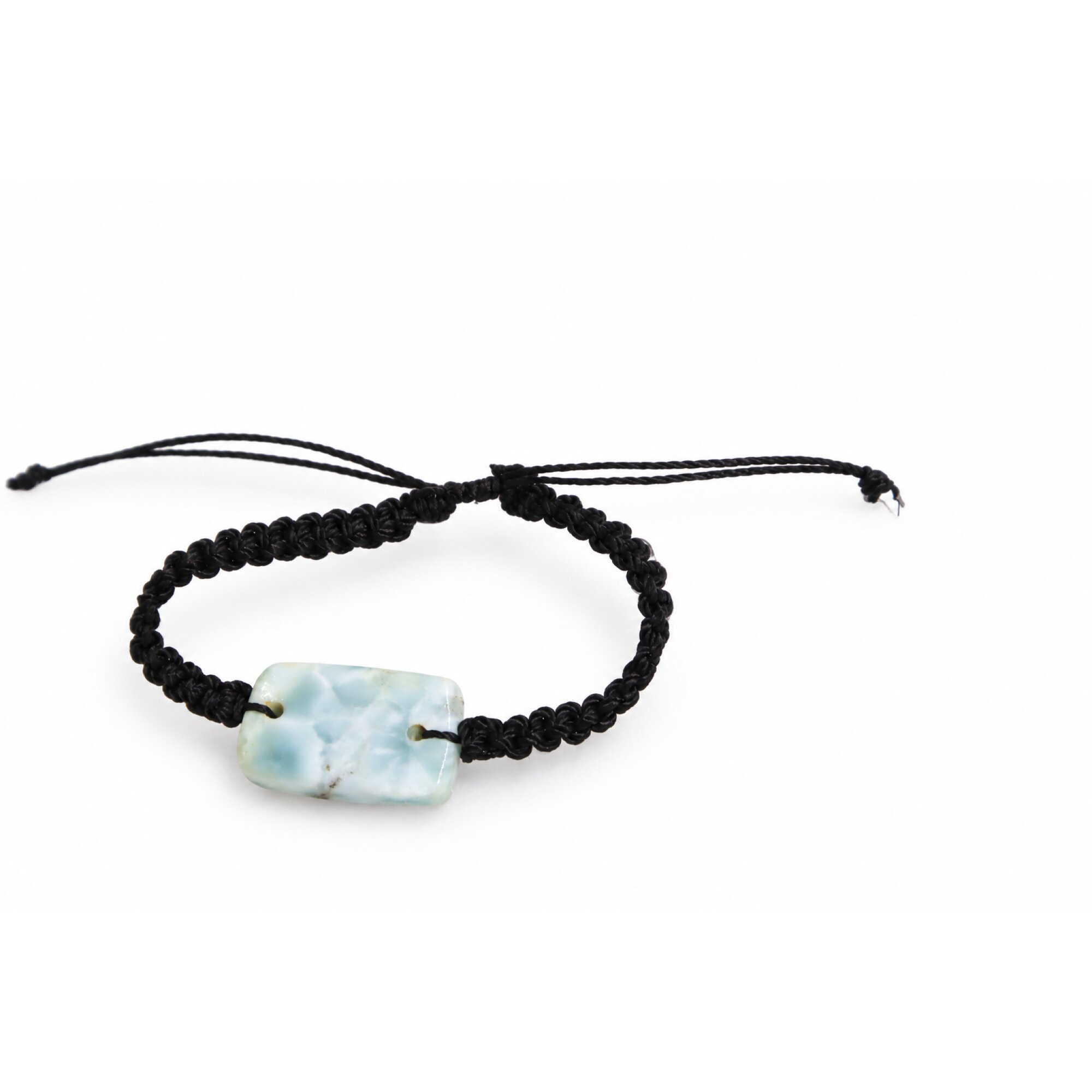 Expertly crafted light blue Dominican Larimar macrame bracelet 29mm – photo 4