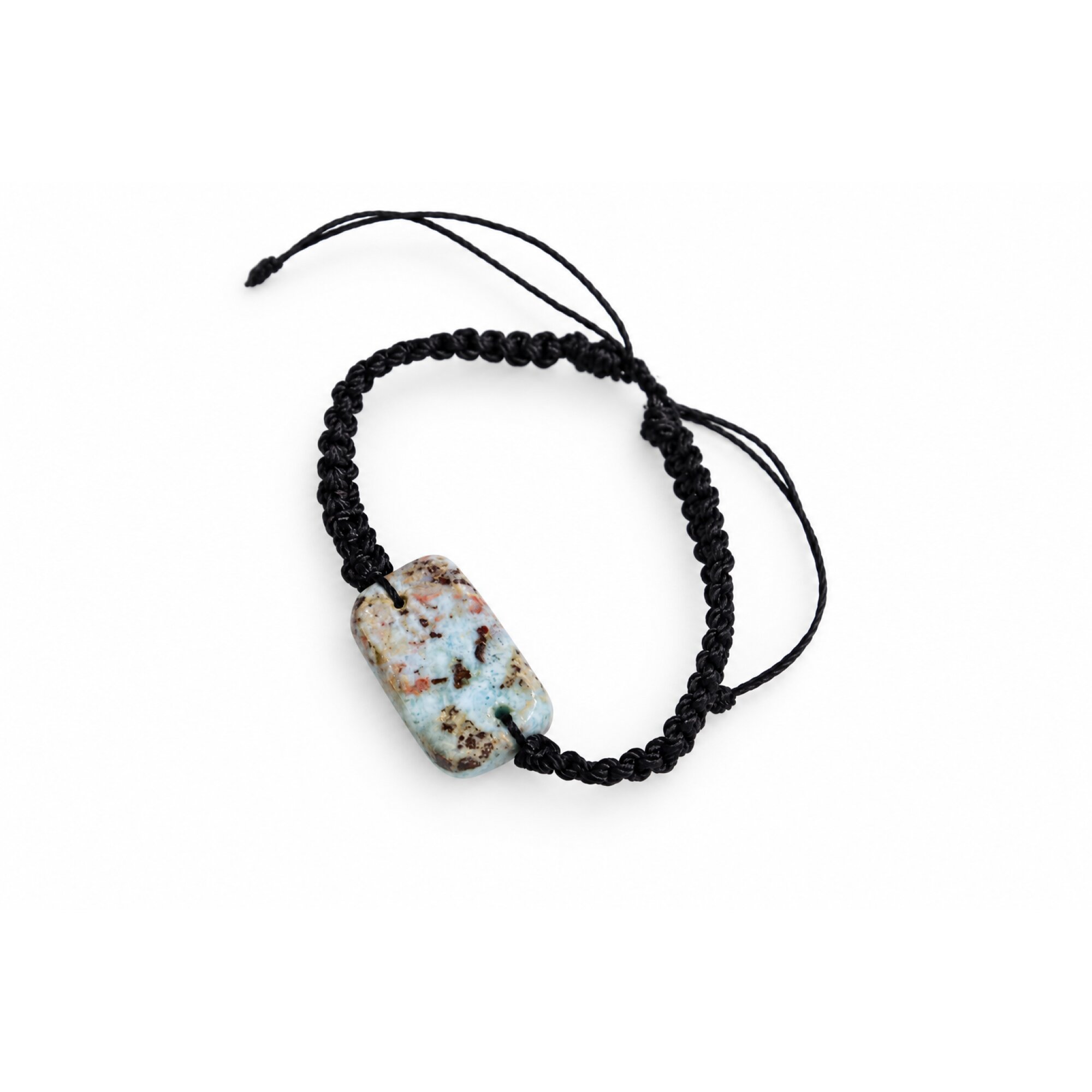 Artisan made red blue Dominican Larimar macrame bracelet 29mm – photo 4