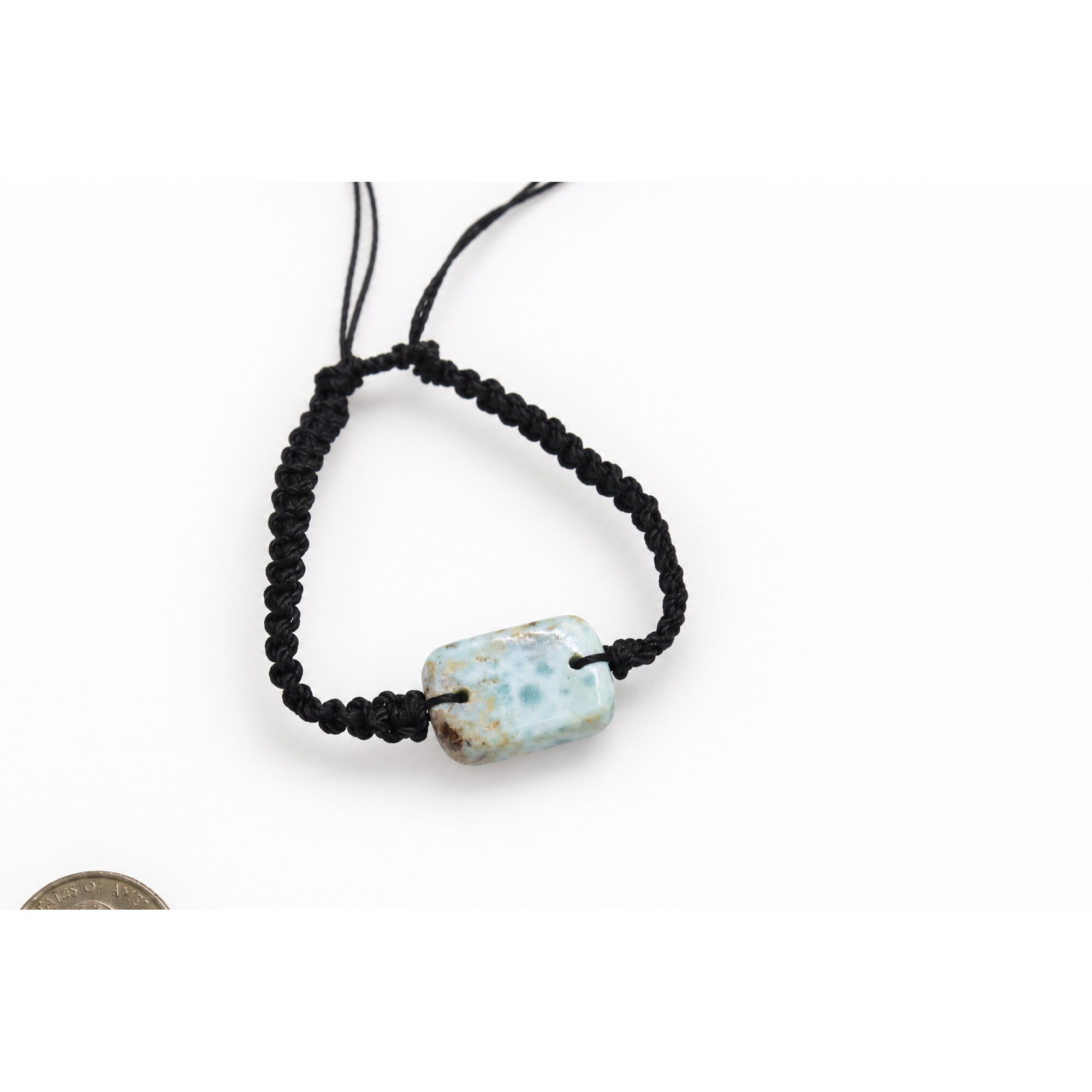 Artisan made red blue Dominican Larimar macrame bracelet 24mm – photo 2