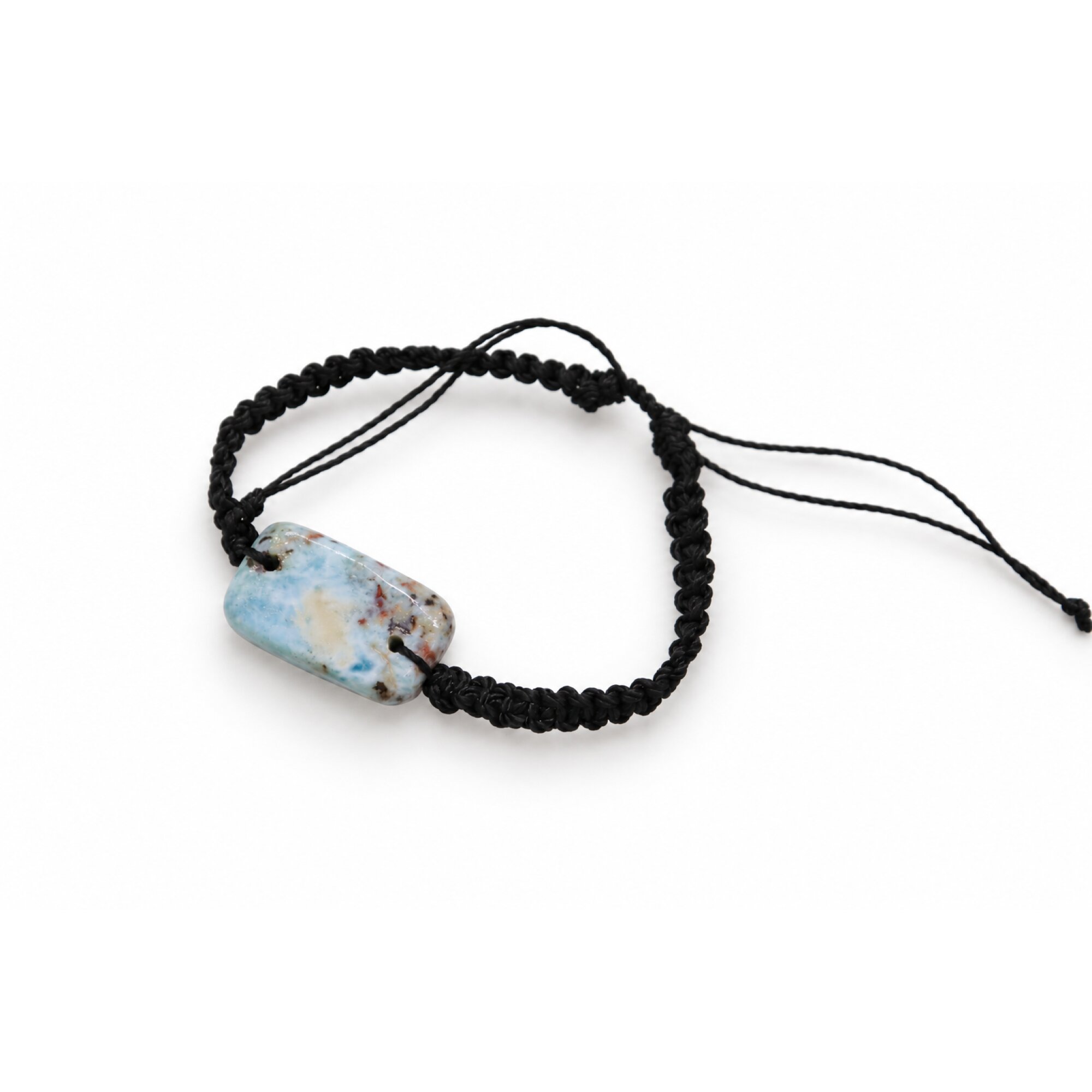 Artisan made red blue Dominican Larimar macrame bracelet 24mm – photo 3