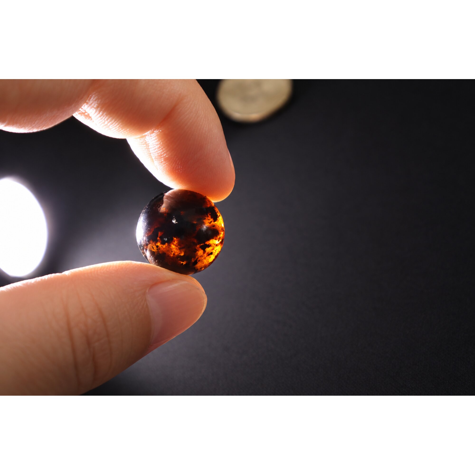 Natural cognac blue Dominican amber sphere/ball 19mm – photo 4