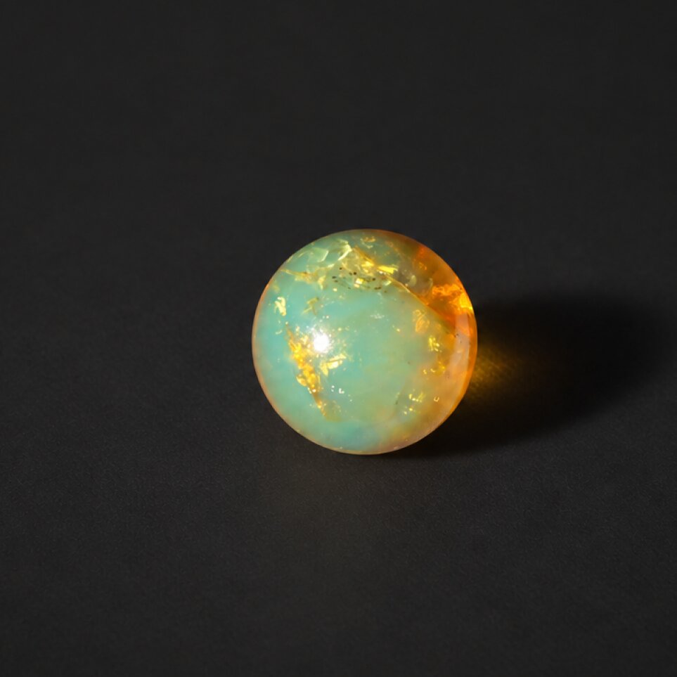Earth mined yellow blue Dominican amber sphere/ball 17.6mm – photo 13