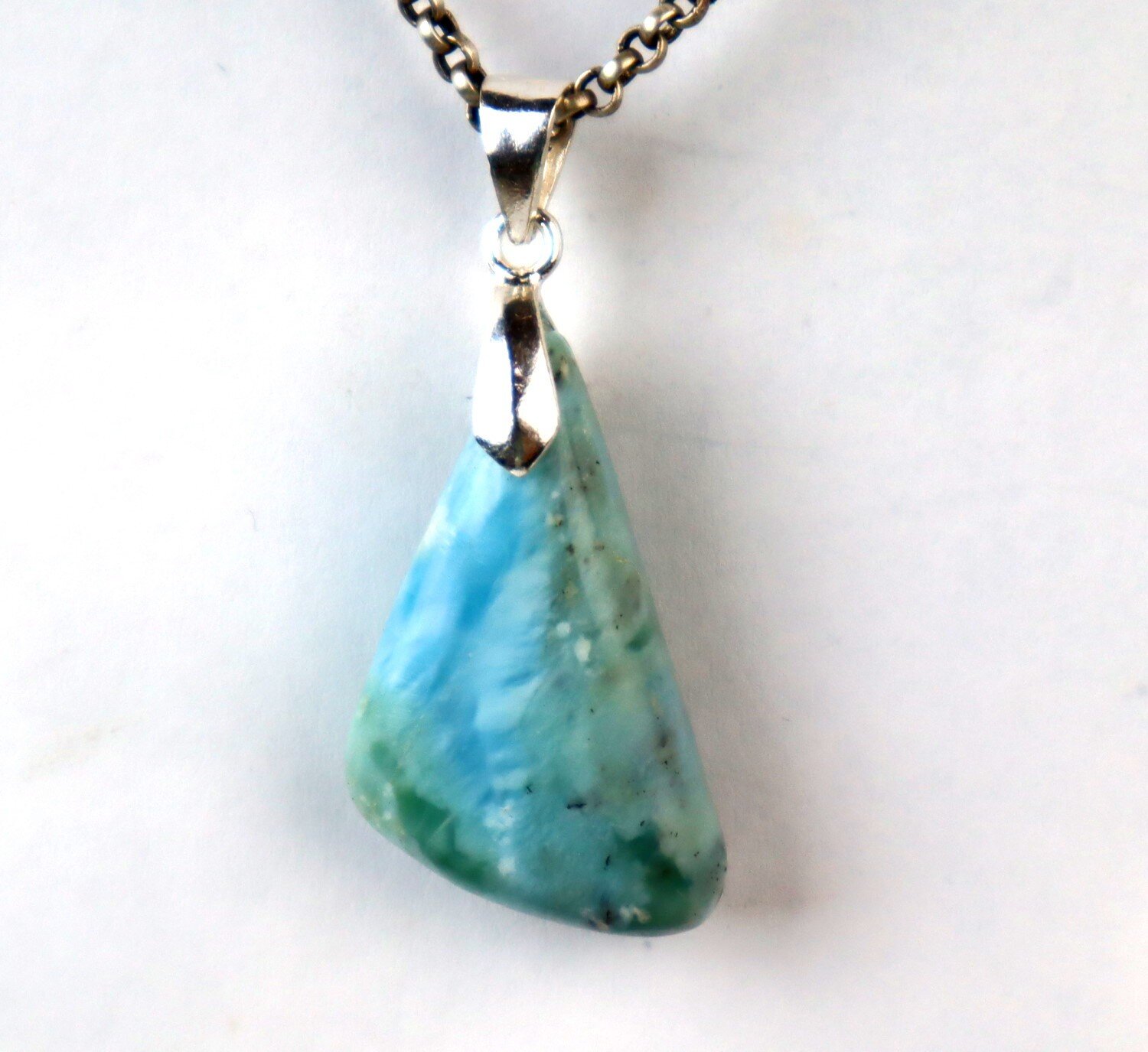 Impressive Natural Ocean Blue Larimar .925 Sterling Silver Pendant 46mm – photo 6