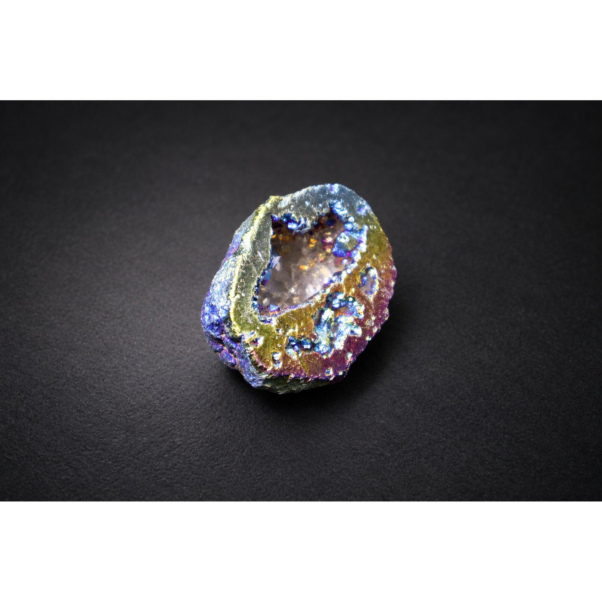 Genuine Rainbow pink titanium aura quartz druzy geode raw specimen 46mm – photo 2