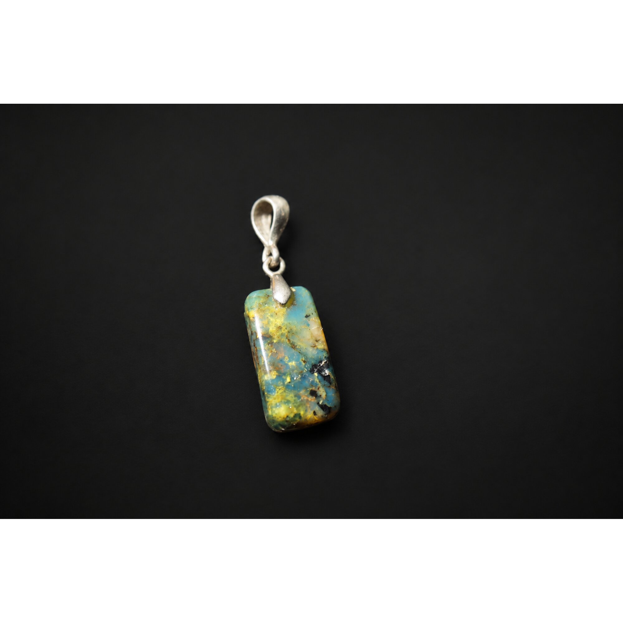 Artisan crafted dark yellow Dominican amber sterling silver pendant 33mm – photo 10