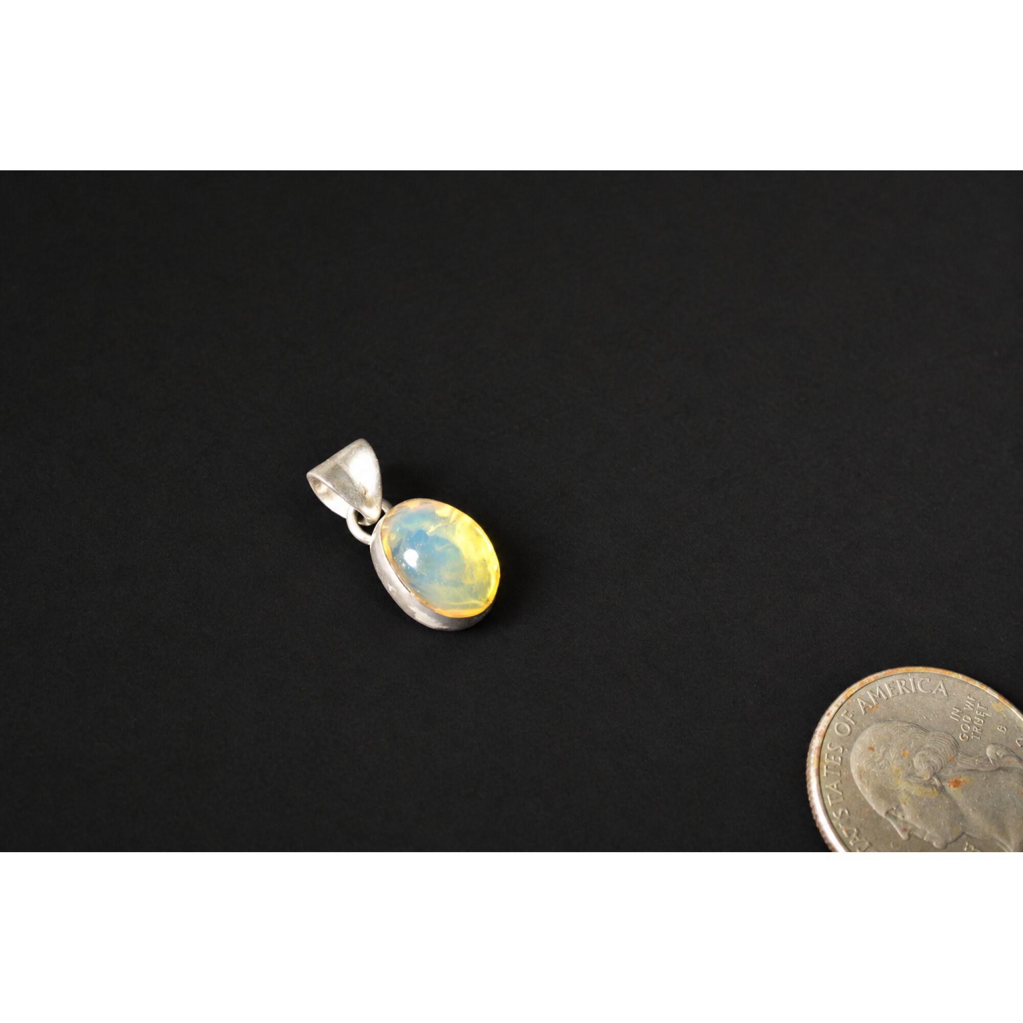 Timeless light blue Dominican amber sterling silver pendant 21mm – photo 4