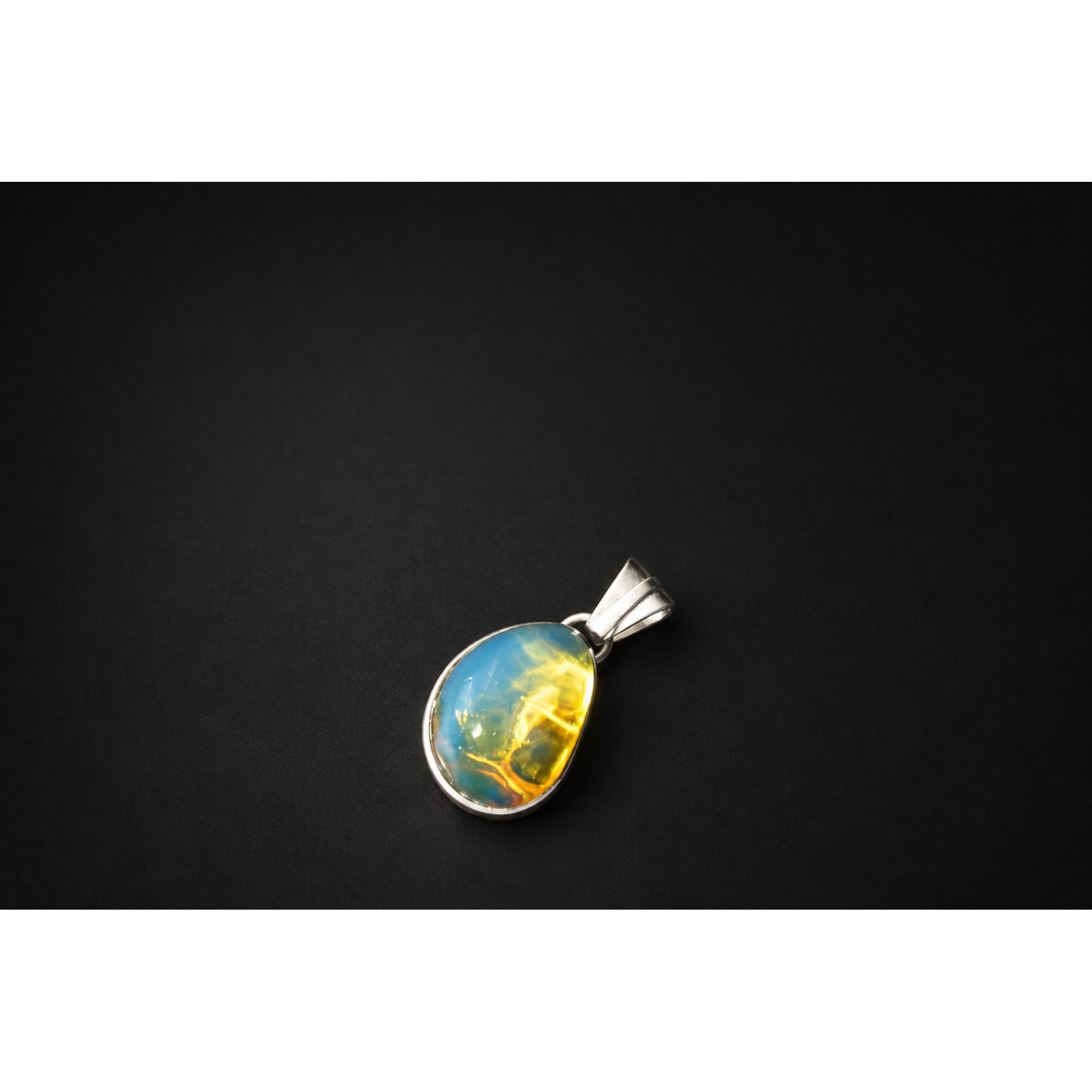 Genuine handcrafted sky blue Dominican amber sterling silver pendant 25mm – photo 8