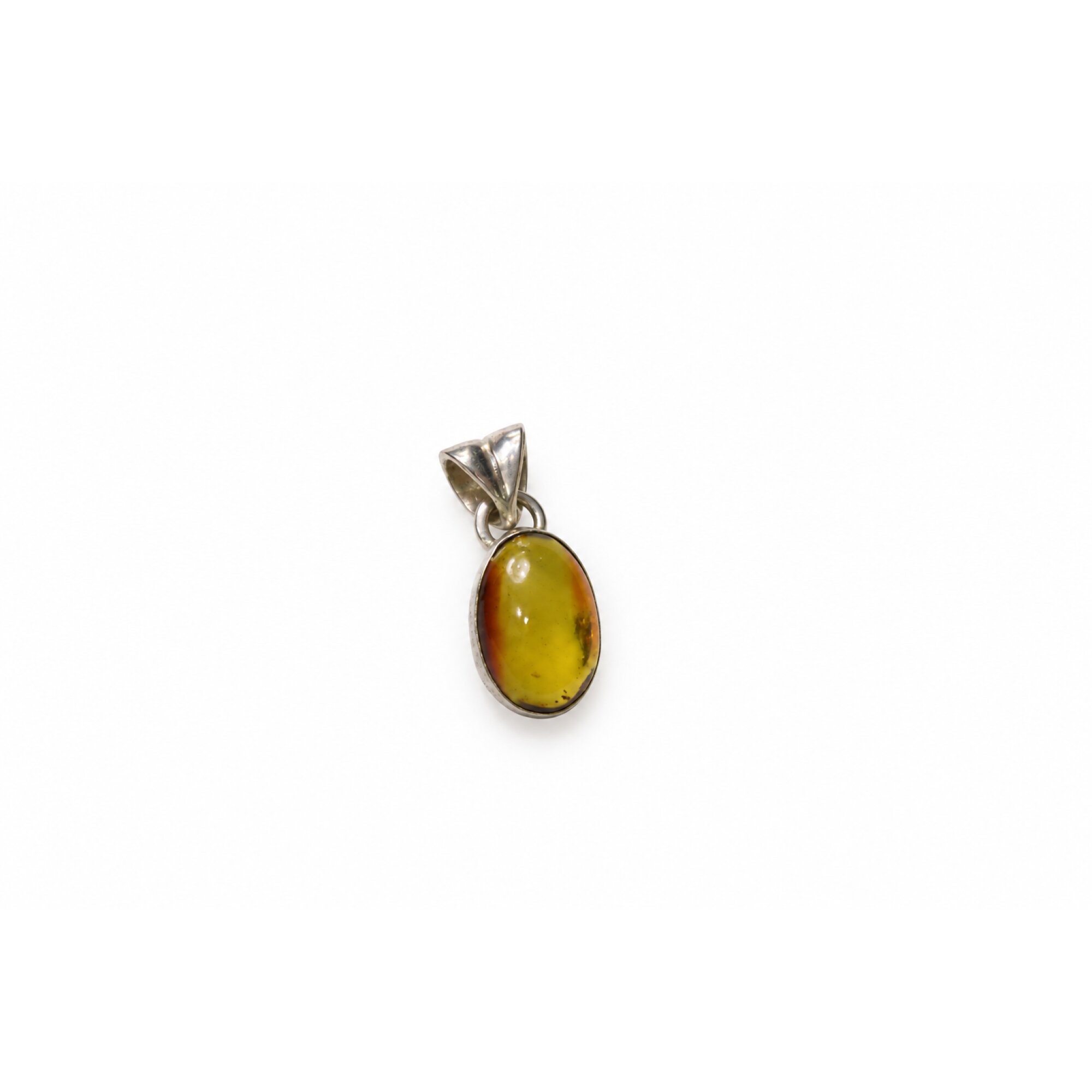 Artisan crafted orange green Dominican amber sterling silver pendant 20.5mm – photo 4