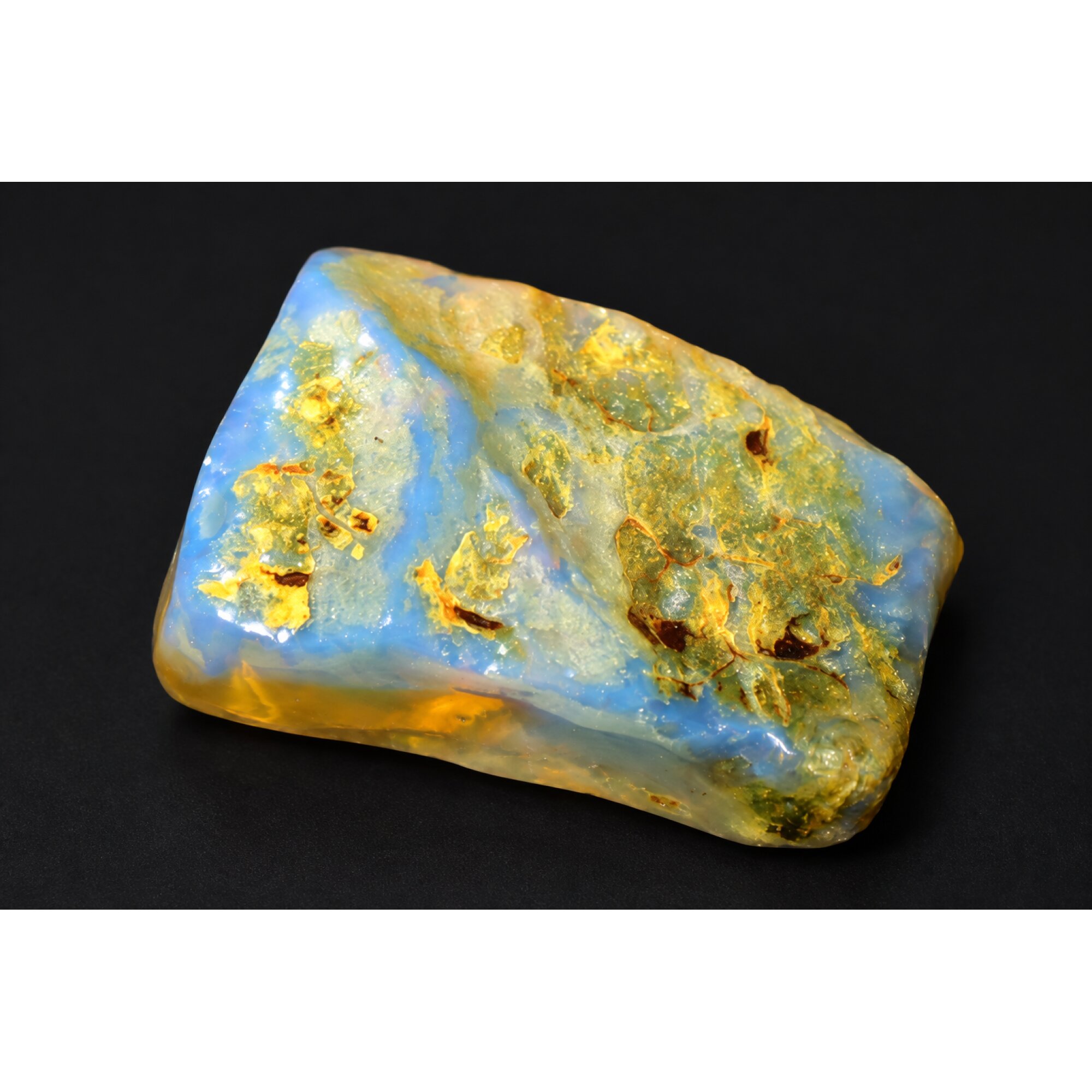 Naturally formed orange blue rough specimen Dominican amber 38mm – photo 5