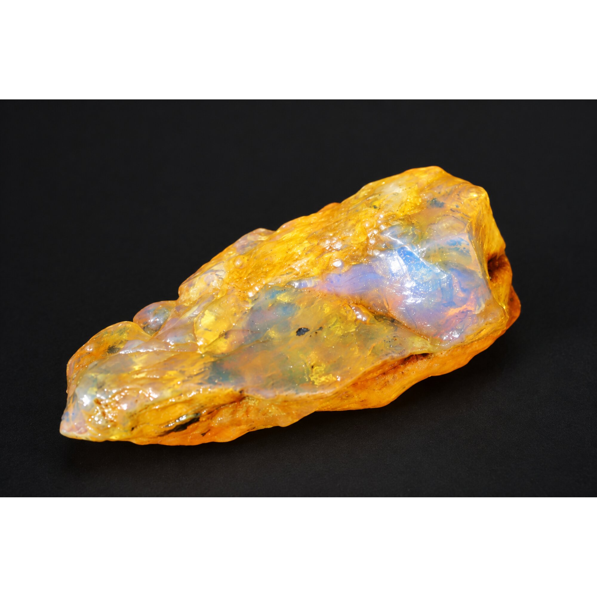 Genuine orange blue rough specimen Dominican amber 43mm – photo 10