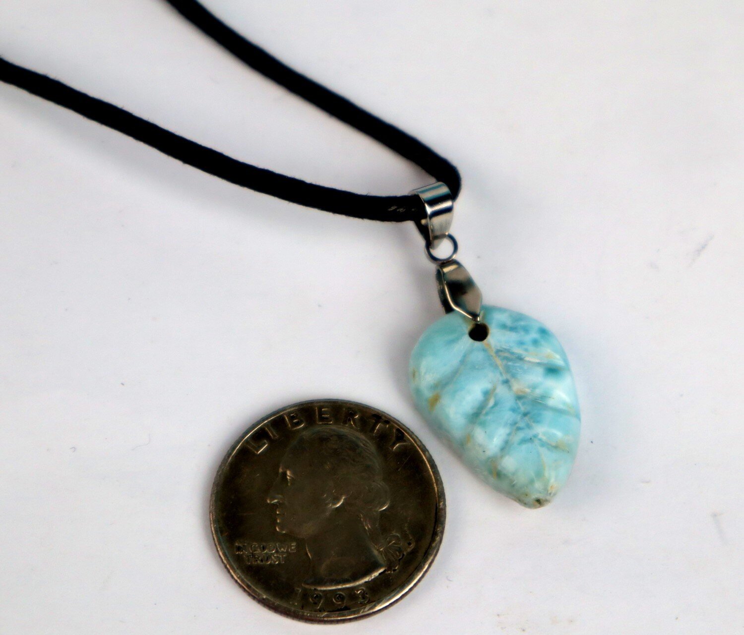 Handcrafted Natural Ocean Blue Larimar Necklace adjustable free cord – photo 5