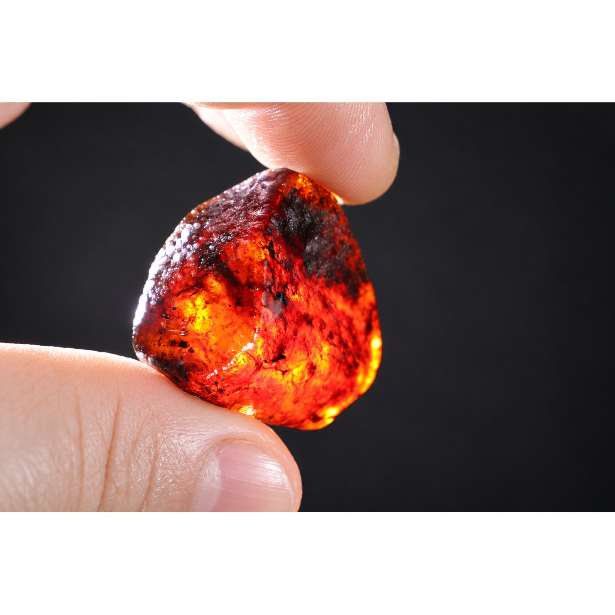 Authentic red peel blue rough specimen Dominican amber 42mm – photo 5