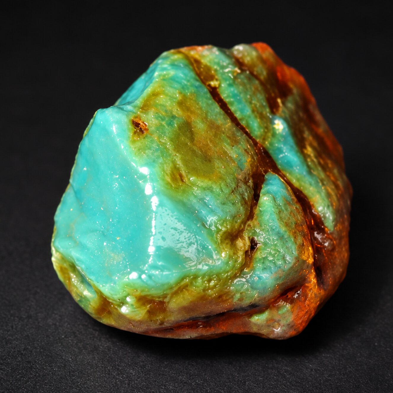 Genuine turquoise blue rough specimen Dominican amber 43mm