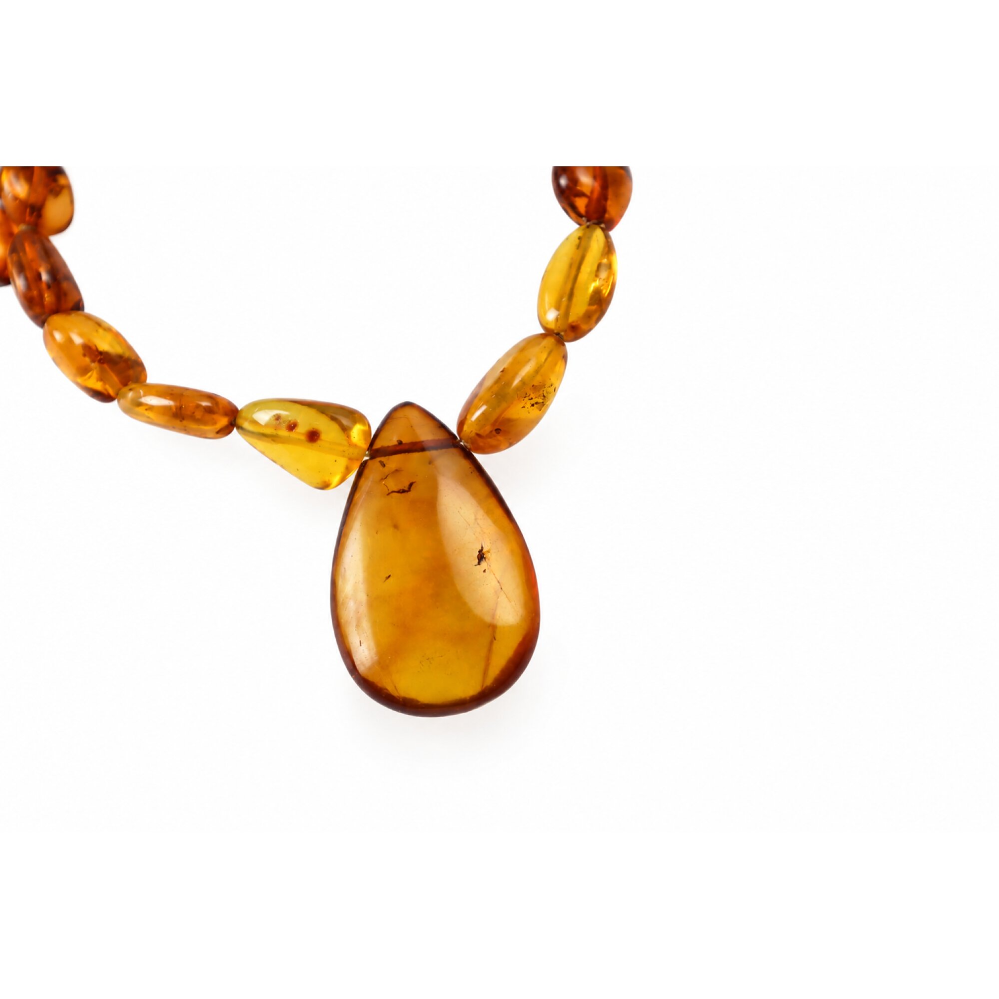 Genuine green orange Dominican amber sterling silver necklace 19.3in – photo 7