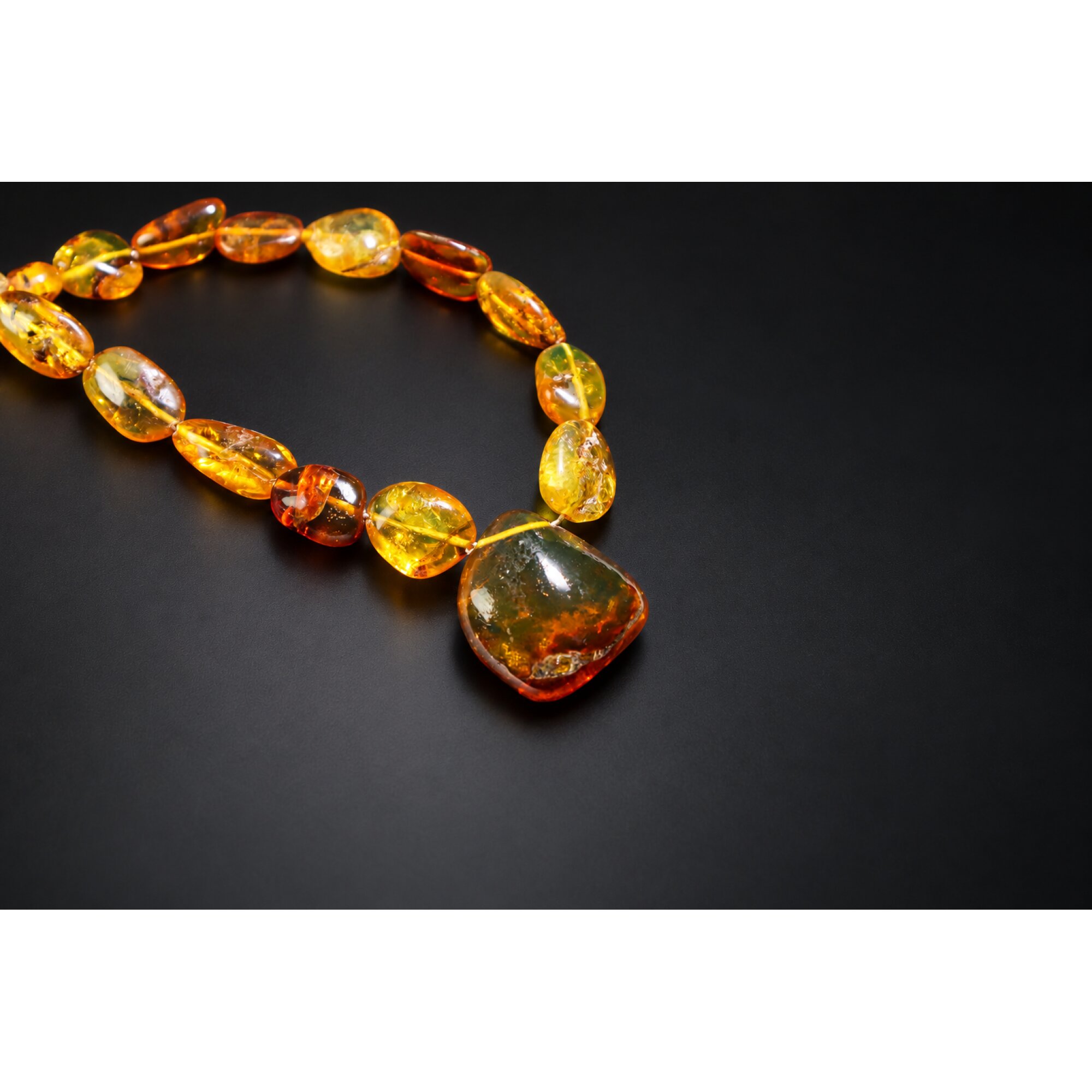 Real green red Dominican amber sterling silver necklace 19.3in – photo 12